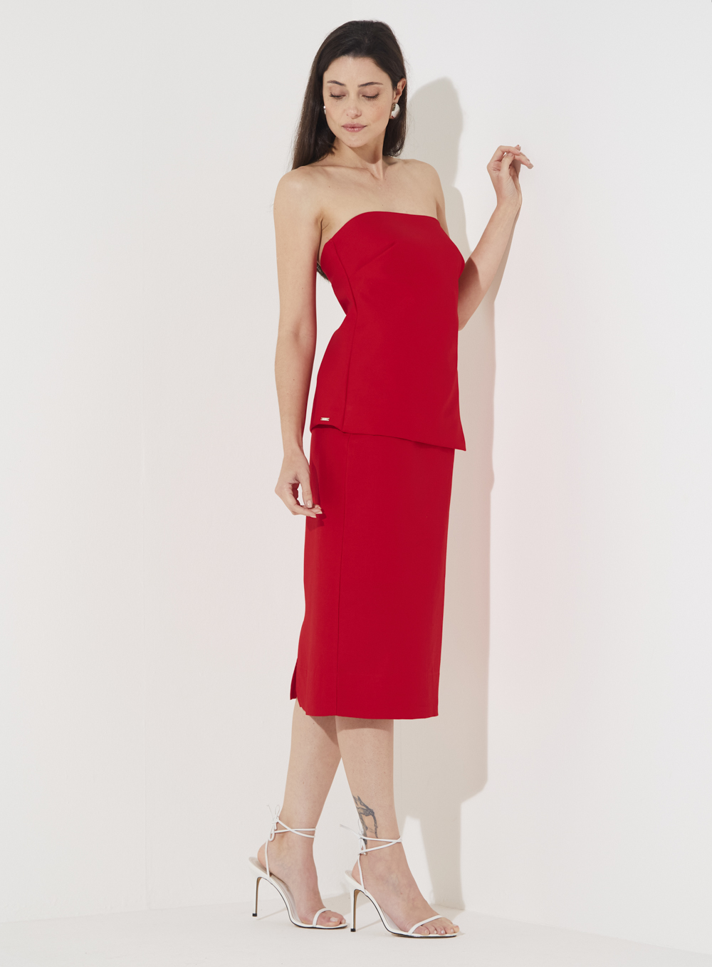 VESTIDO LINHO M VERMELHO SPARKLY