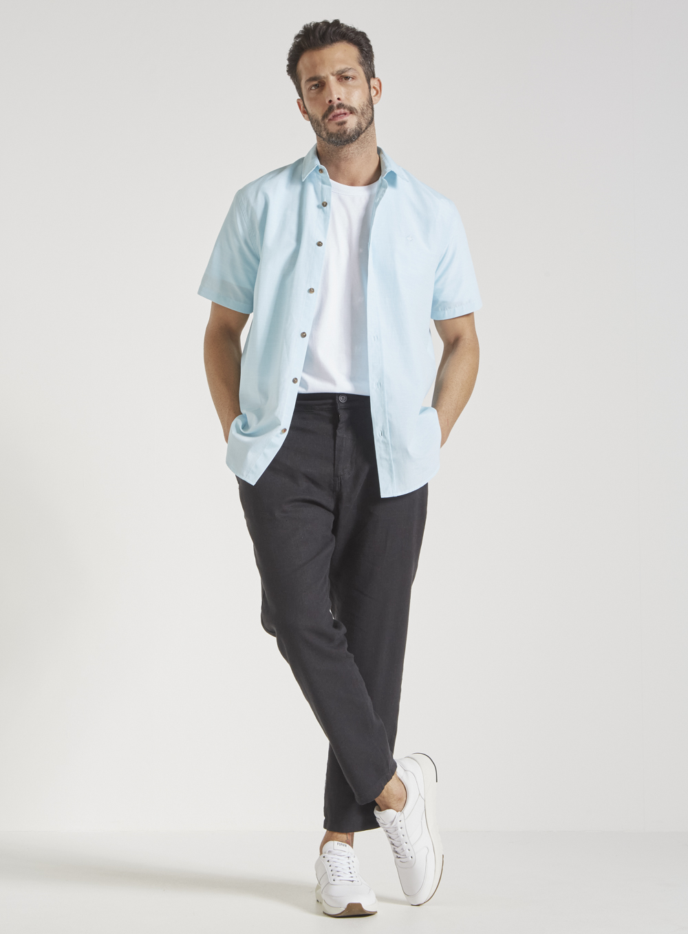 CAMISA RELAX GG BRANCO/AZUL