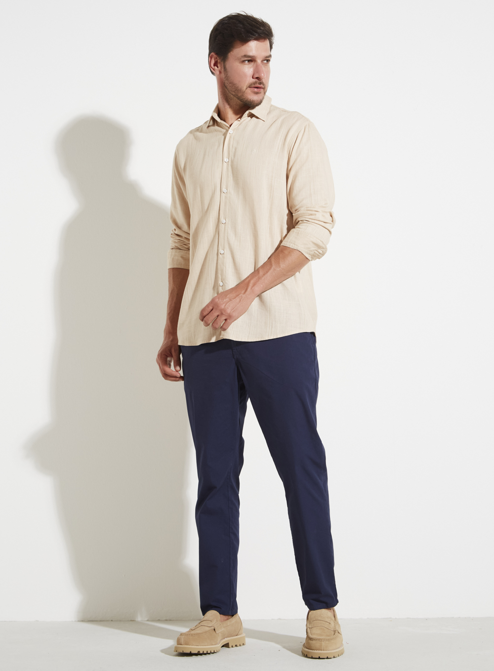 CAMISA LINHO RELAX M BEGE/OFF