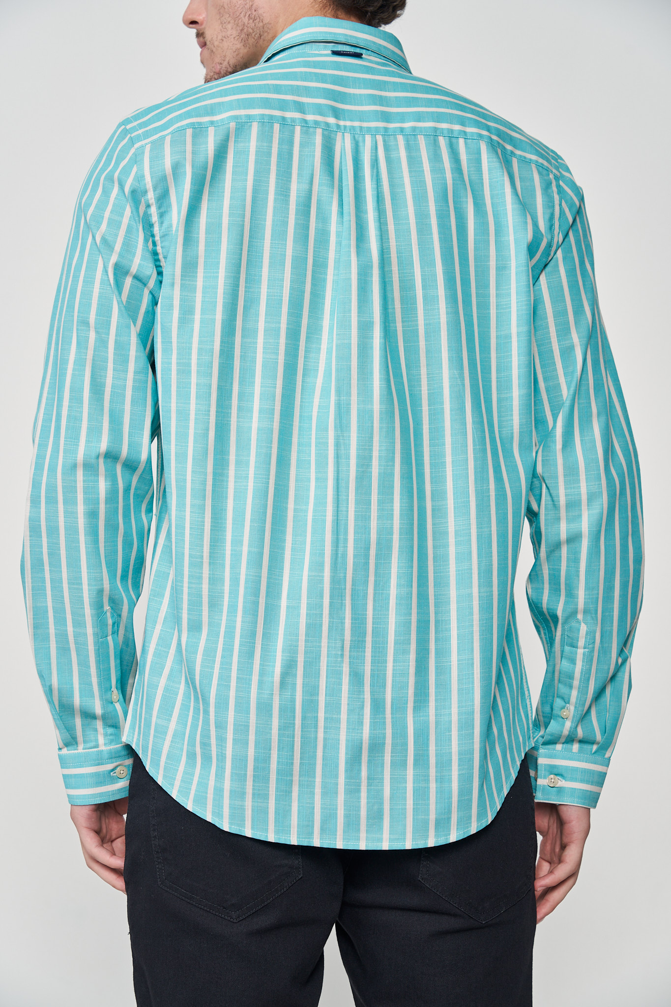 CAMISA RELAX LISTRADA G AZUL/OFF