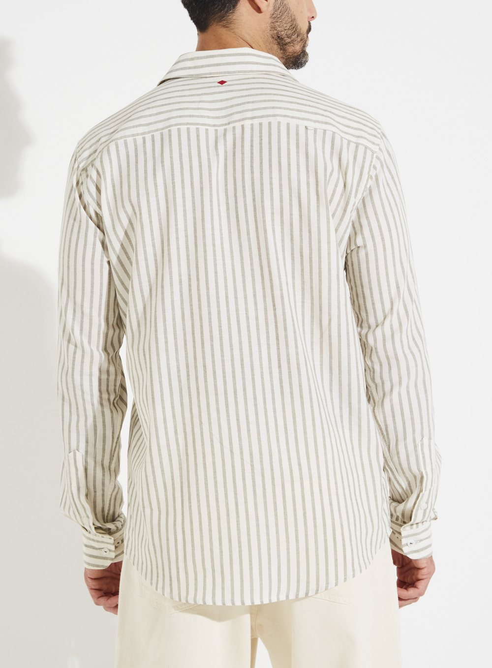 CAMISA LINHO LISTRADA RELAX GG LISTRADO OFF/VD
