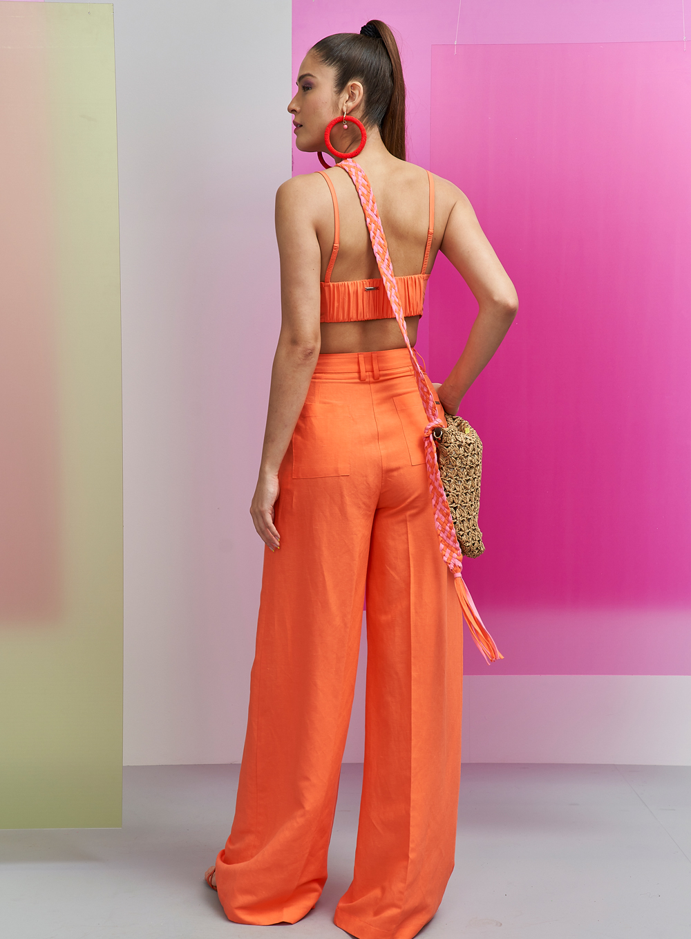 CALÇA LINHO 36 ROSA FESTEJO