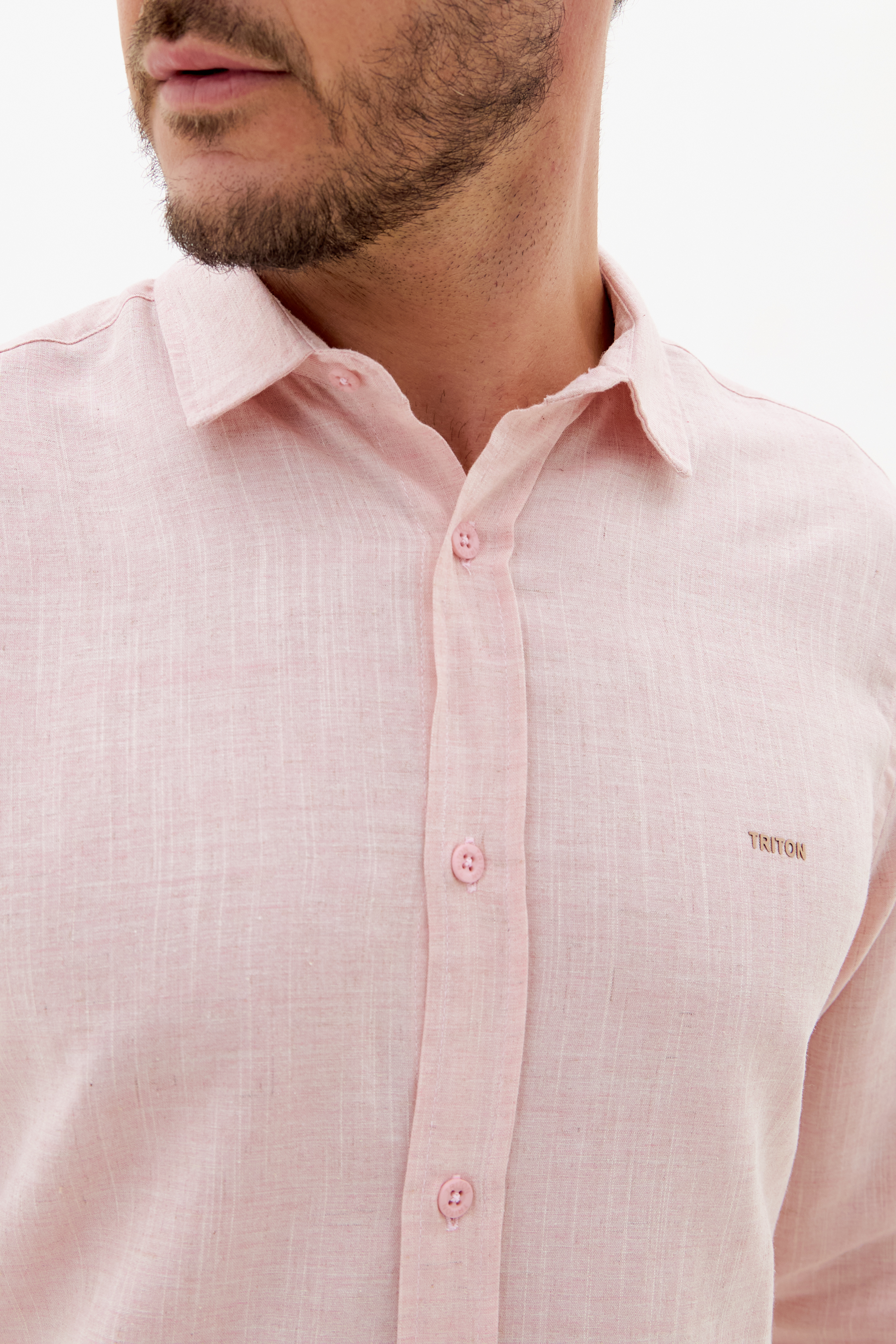CAMISA LINHO CASUAL M ROSA/BEGE/MARRO