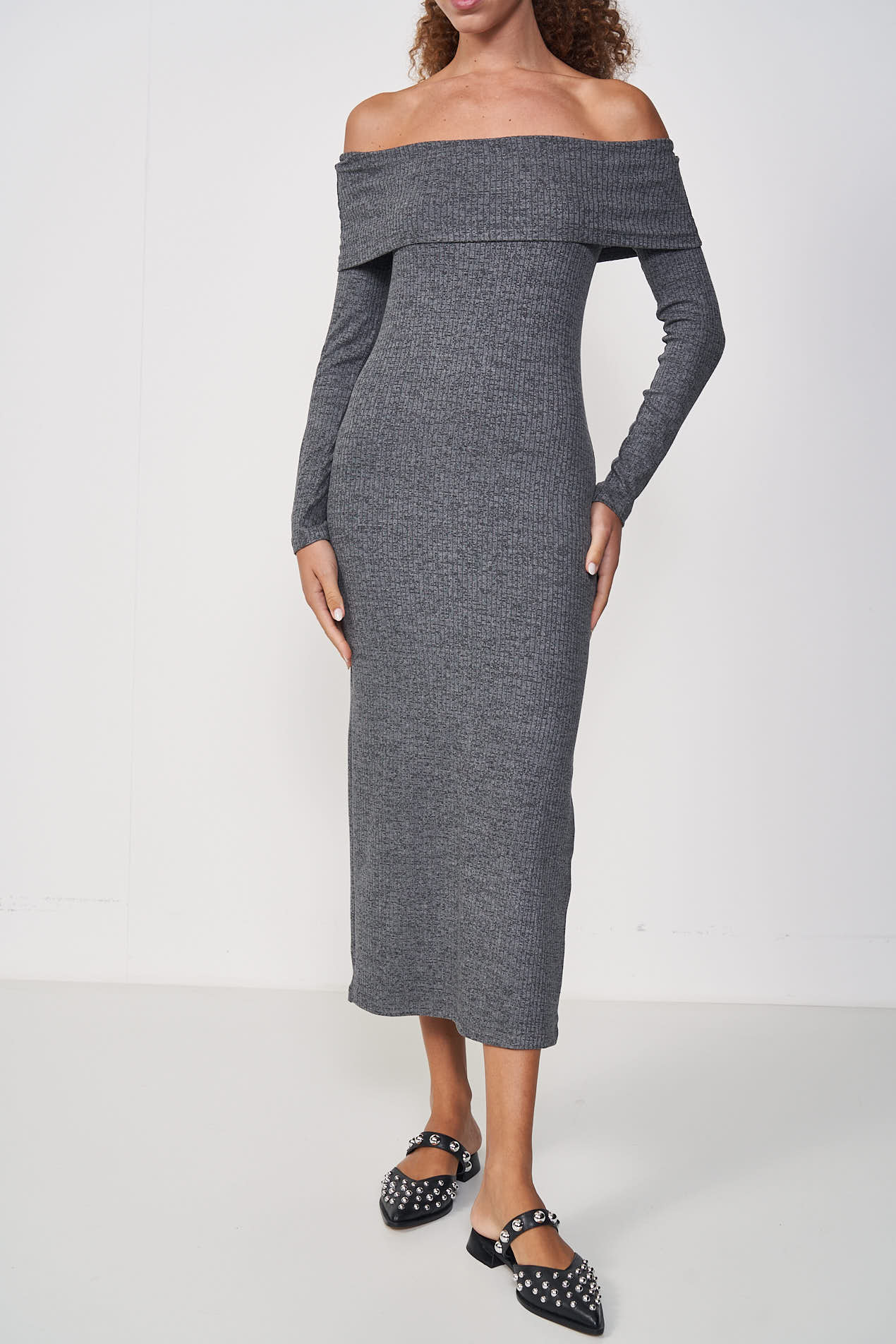 VESTIDO CANELADO G MESC.ESC./PRET.