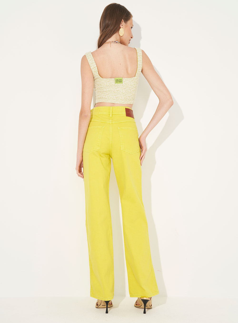CALÇA SARJA JULIETTE 36 AMARELO FOCAIS