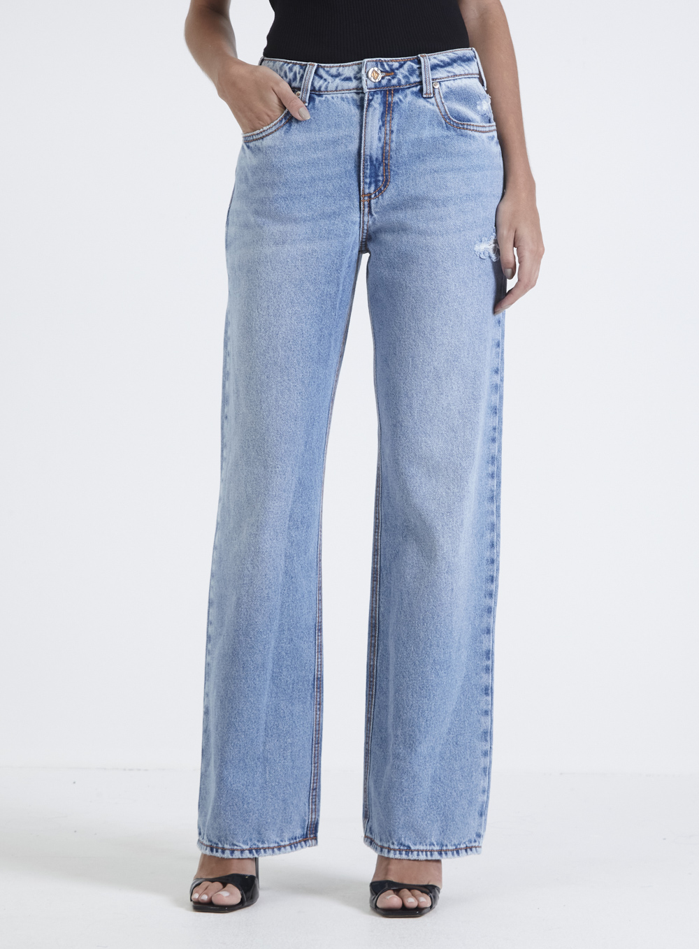 CALÇA JEANS RAQUEL WIDE LEG 42 INDIGO