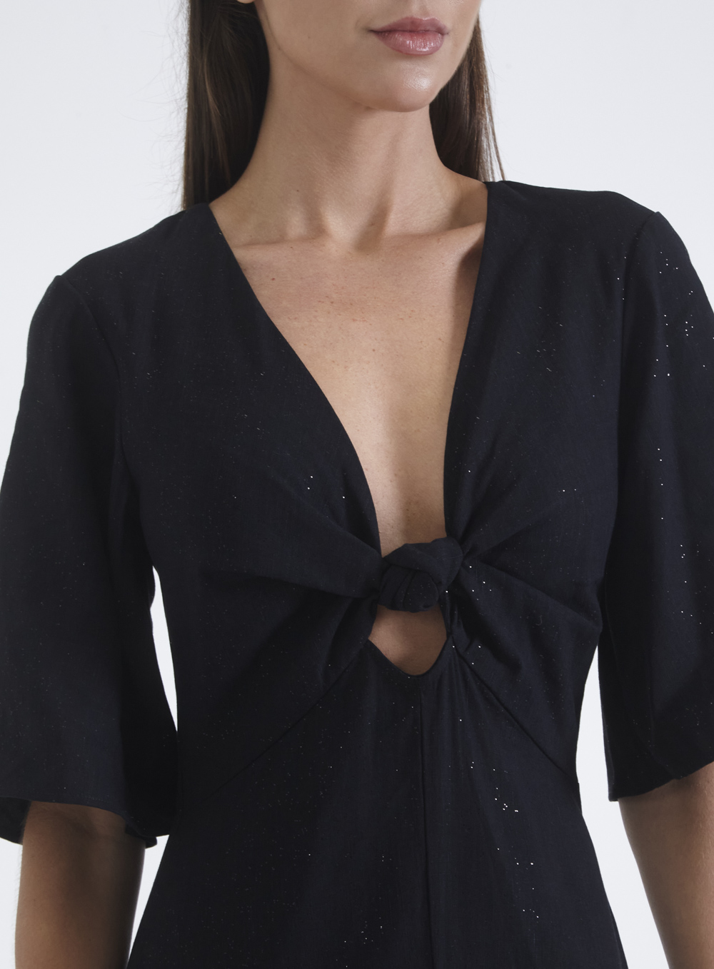 VESTIDO LINHO 38 PRETO/GLITTERPT