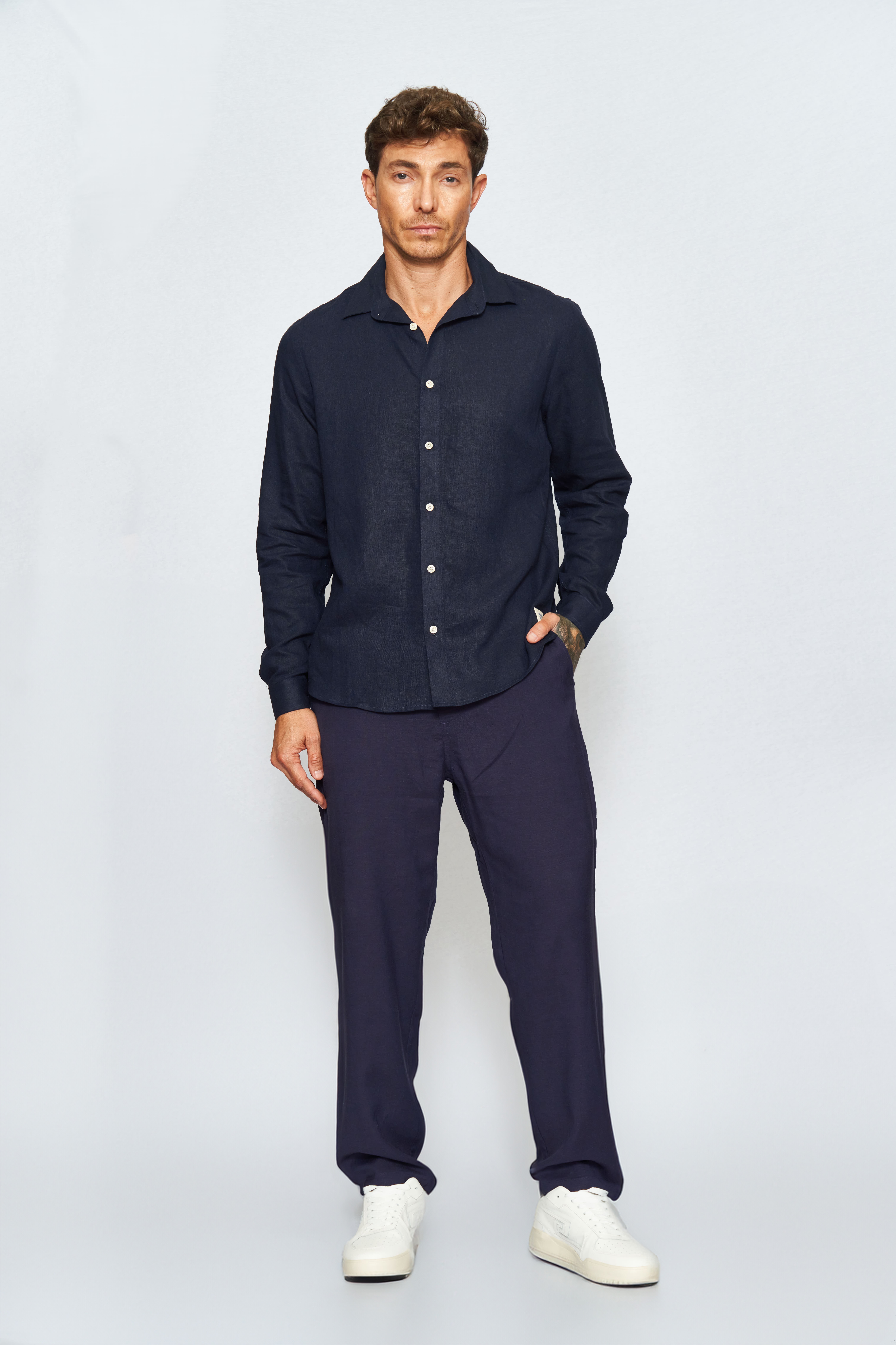 CAMISA LINHO RELAX P AZUL DARKNESS