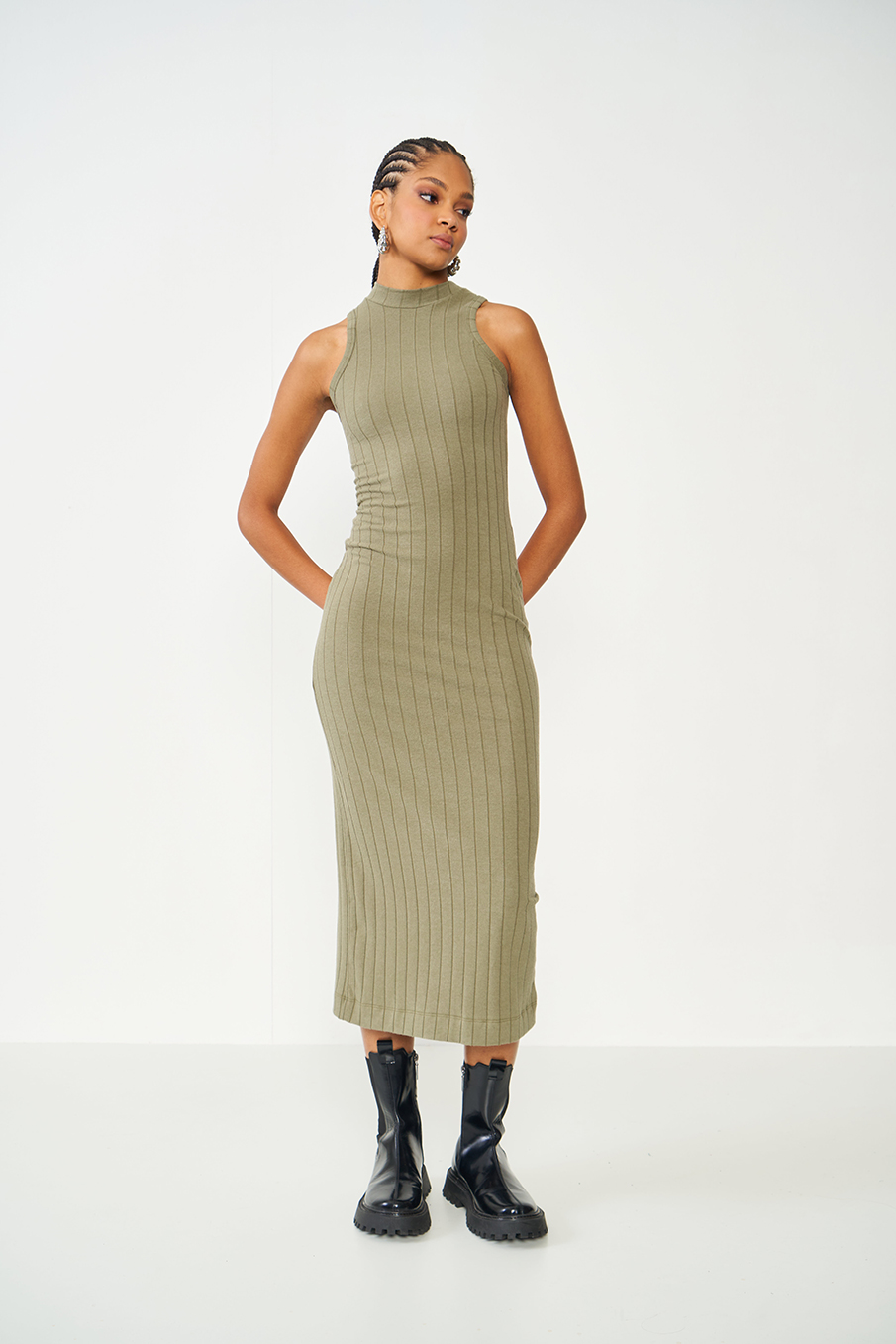 VESTIDO CANELADO G PRETO