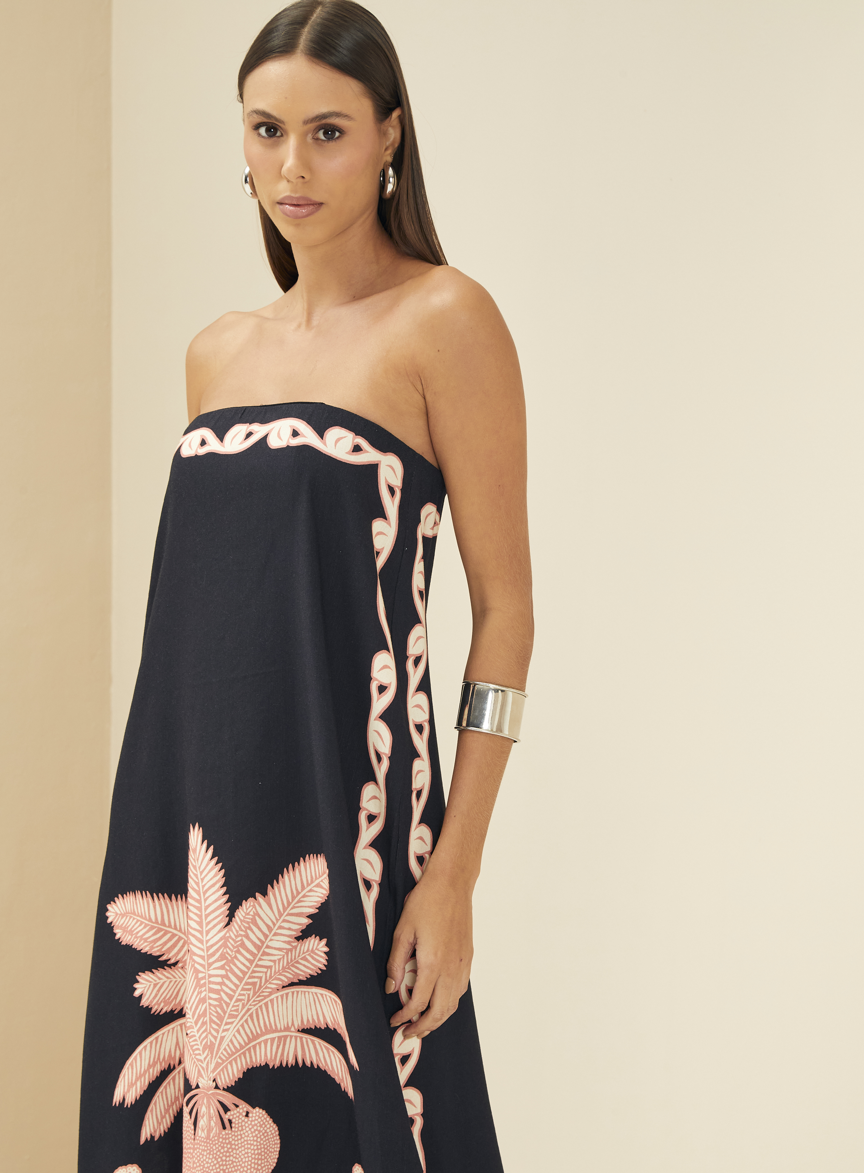 VESTIDO LINHO ESTAMPADO M PALM
