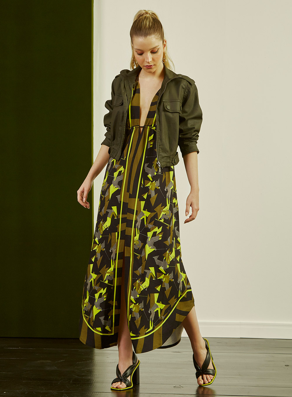VESTIDO LINHO ESTAMPADO M ESQUIADORES NEO