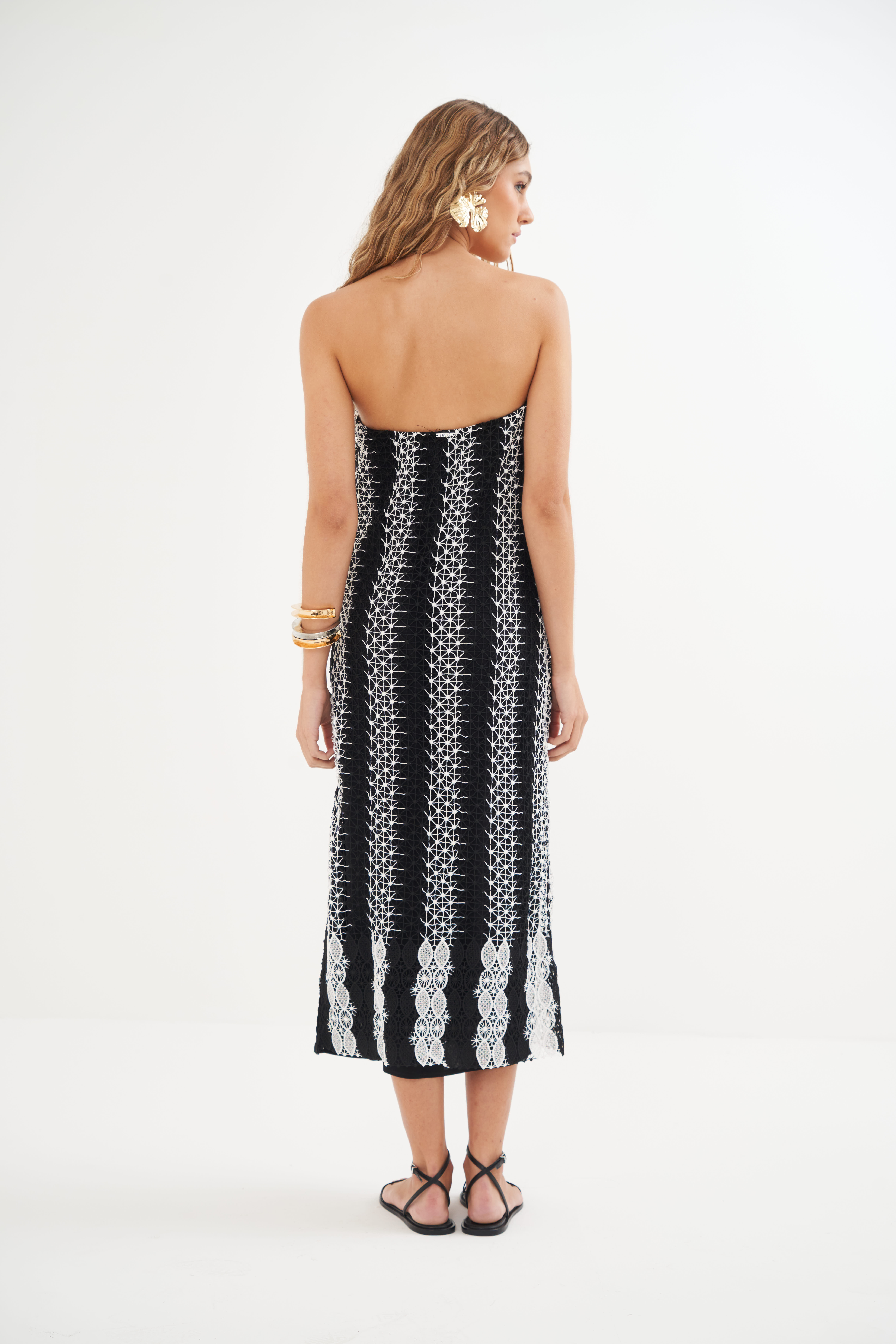 VESTIDO RENDA G PRETO/OFF