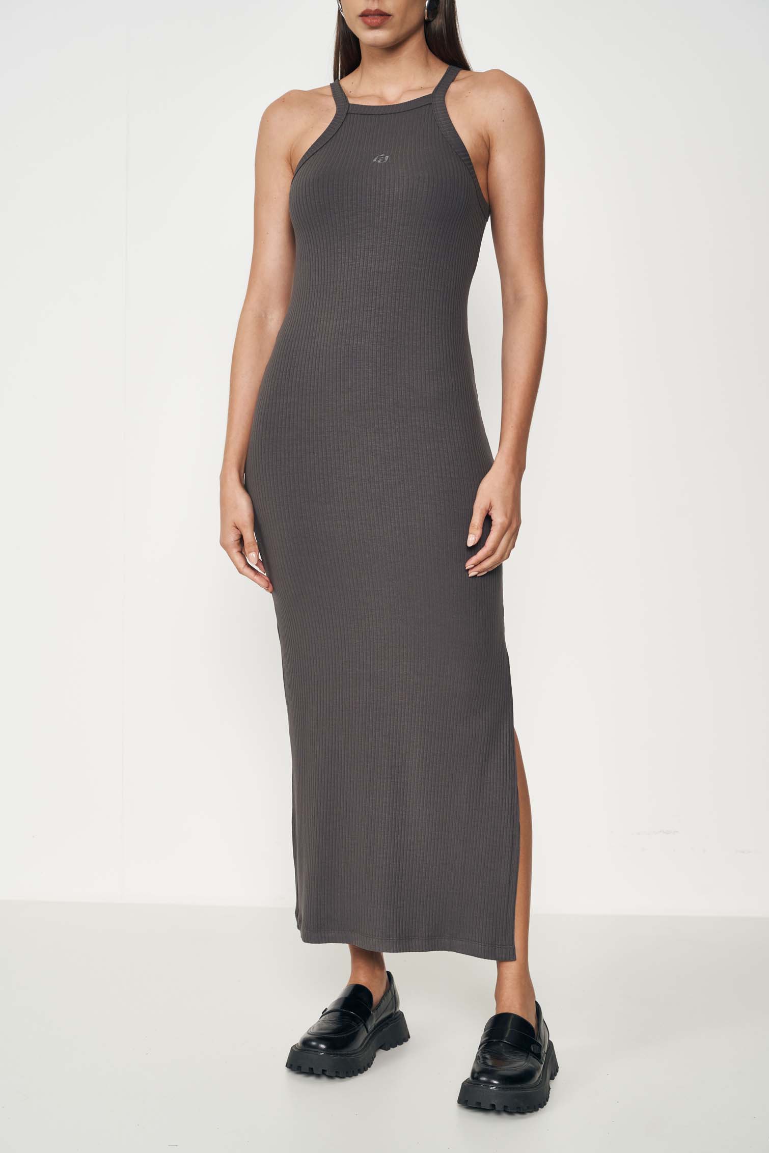VESTIDO CANELADO GG ROSA TIMELESS