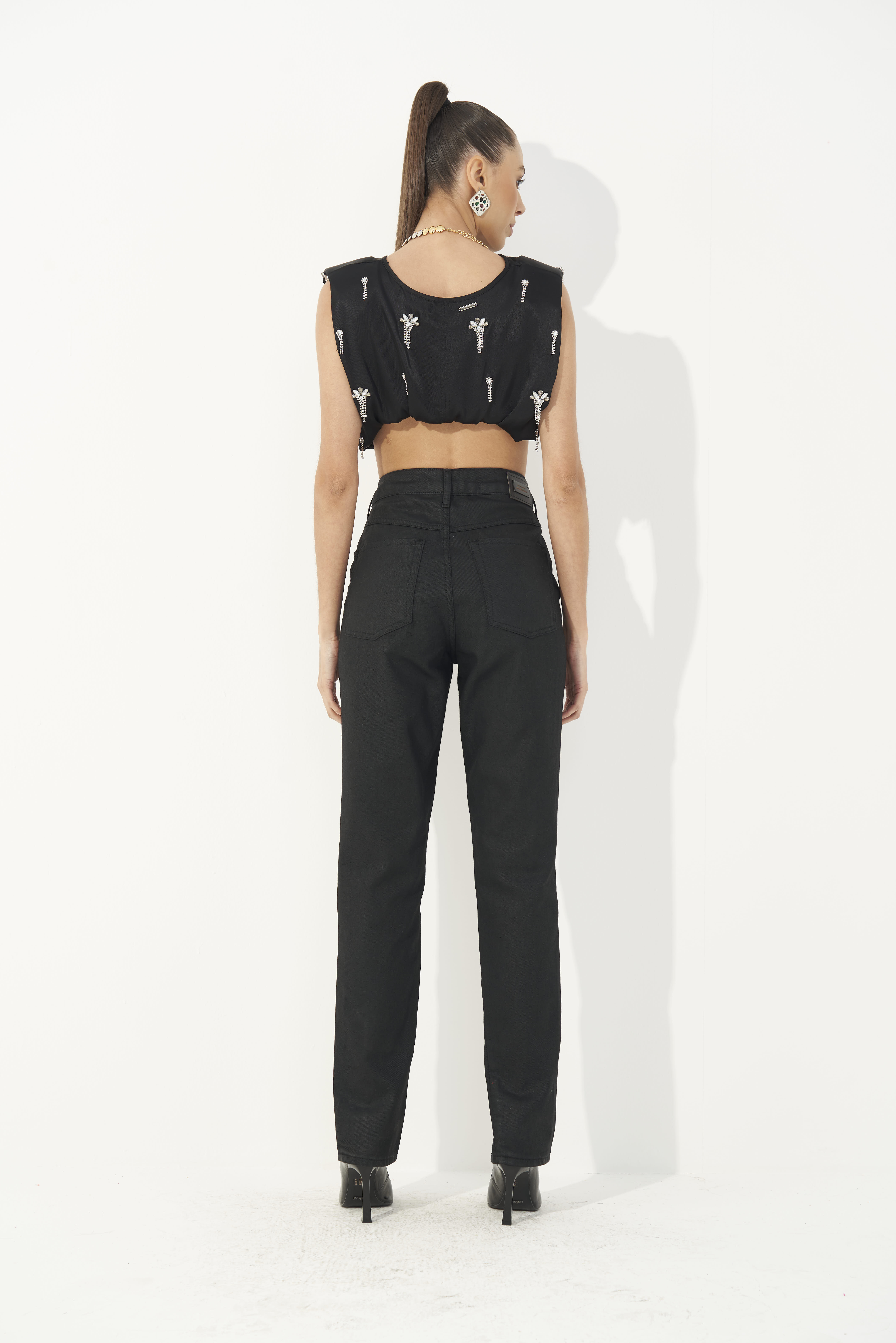 CALÇA SARJA BRUNA RESINADA 38 PRETO