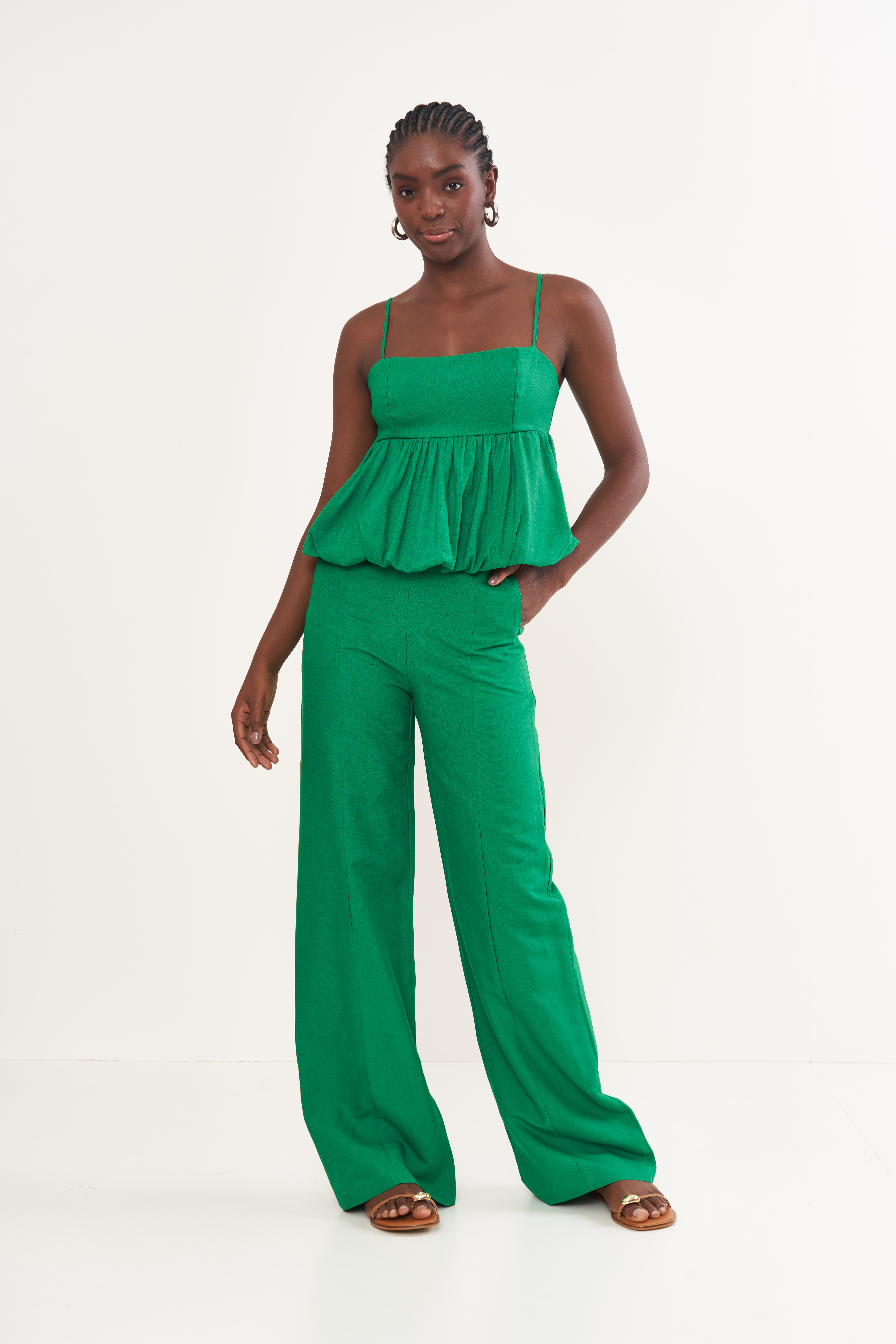 CALÇA LINHO 34 VERDE VANITY