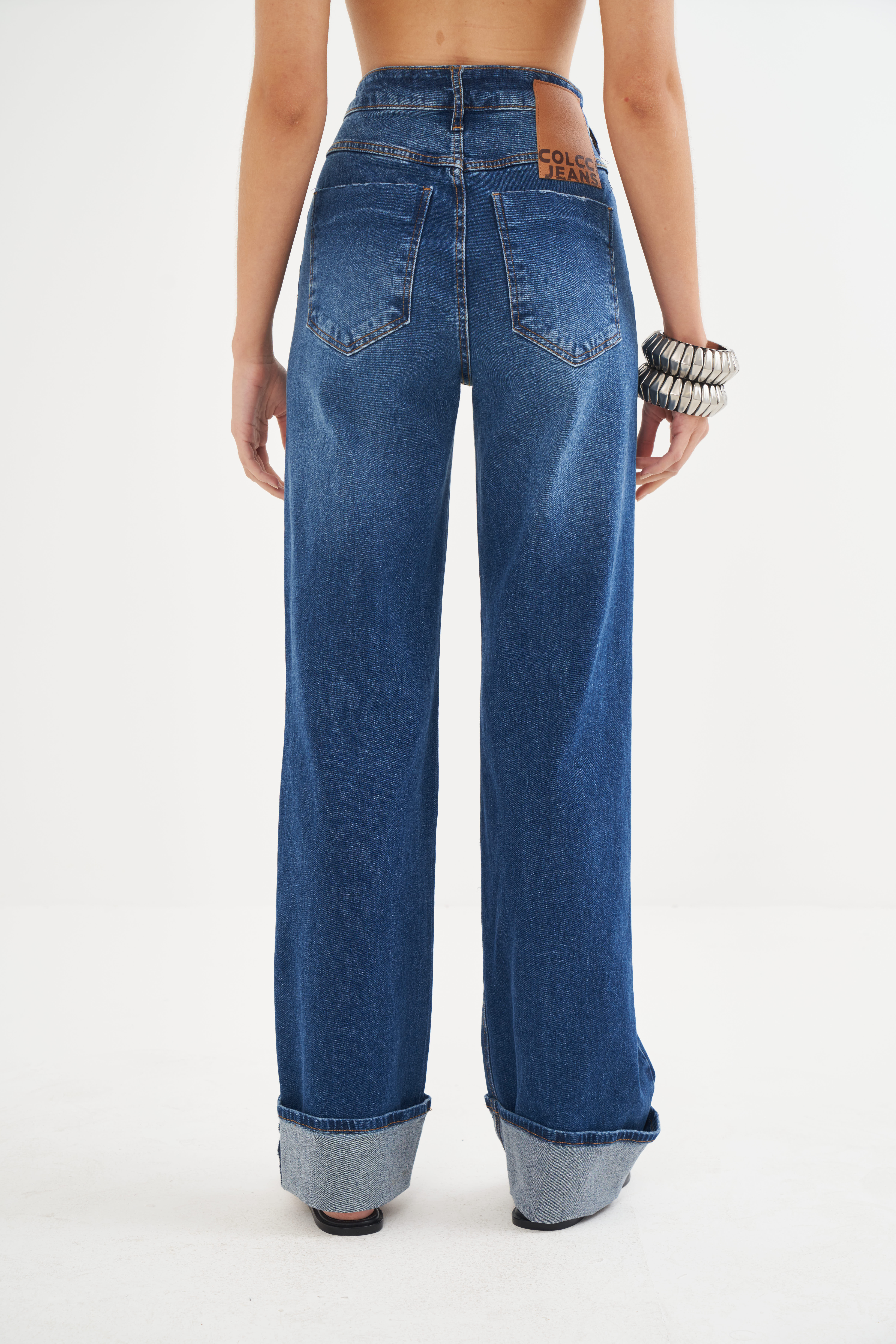 CALÇA JEANS BERLIM STRETCH COM DOBRA 36 INDIGO