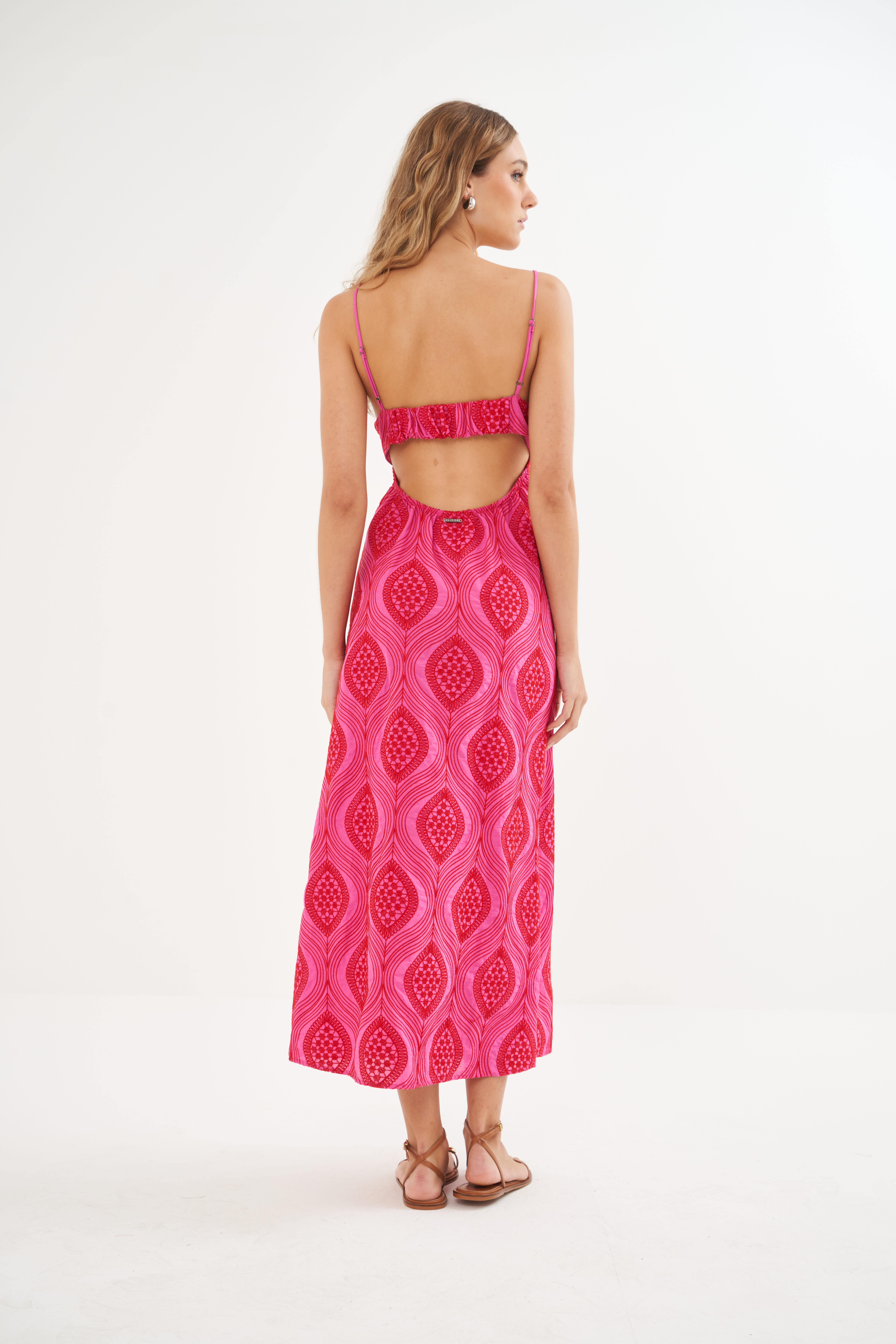 VESTIDO BORDADO G ROSA/VERMELHO