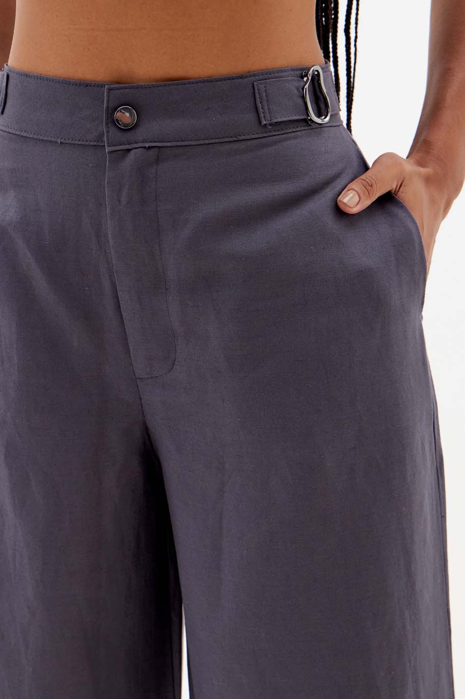 CALÇA LINHO 38 CINZA FULIGEM