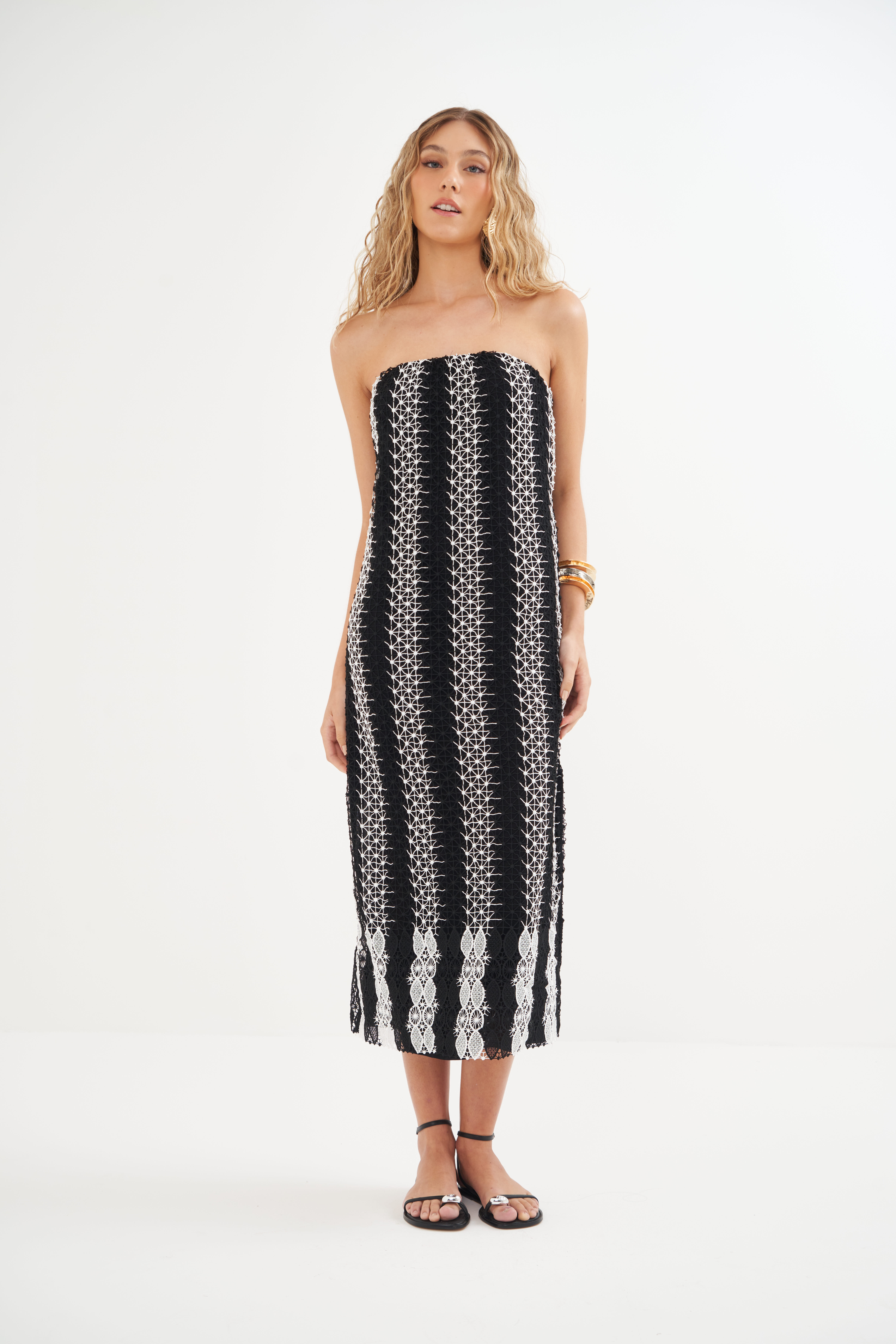 VESTIDO RENDA G PRETO/OFF