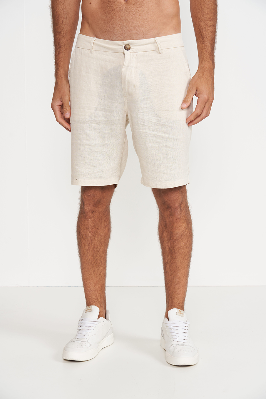BERMUDA LINHO 38 BEGE TAUPE