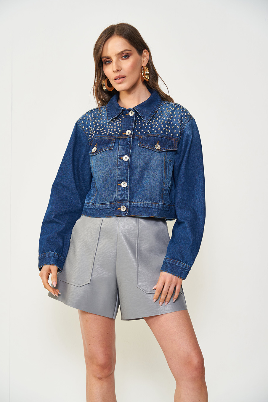 JAQUETA JEANS COM BORDADO MANUAL PP INDIGO
