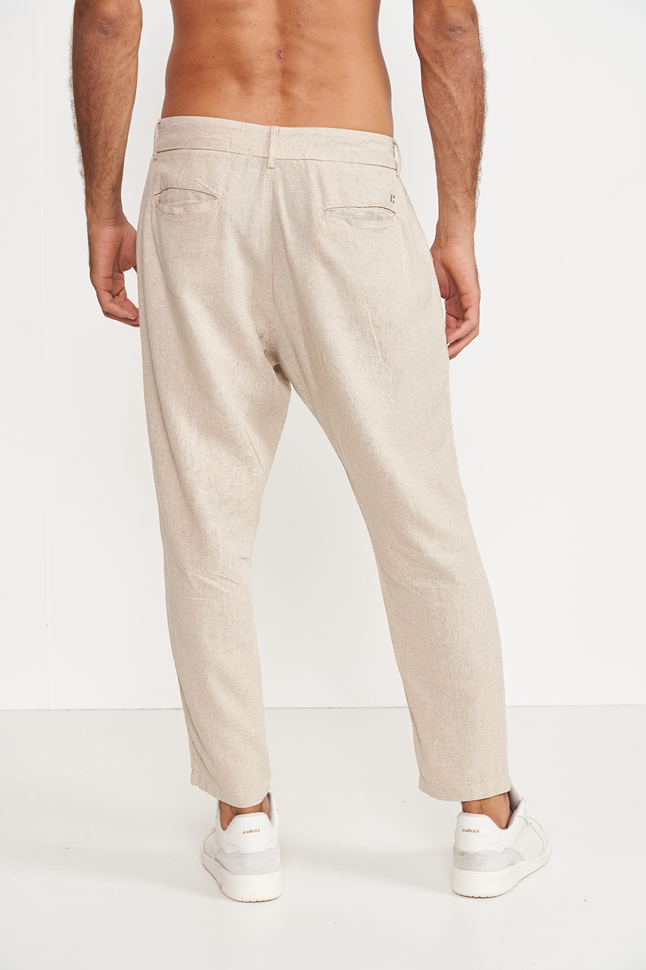 CALÇA LINHO 48 BEGE TAUPE
