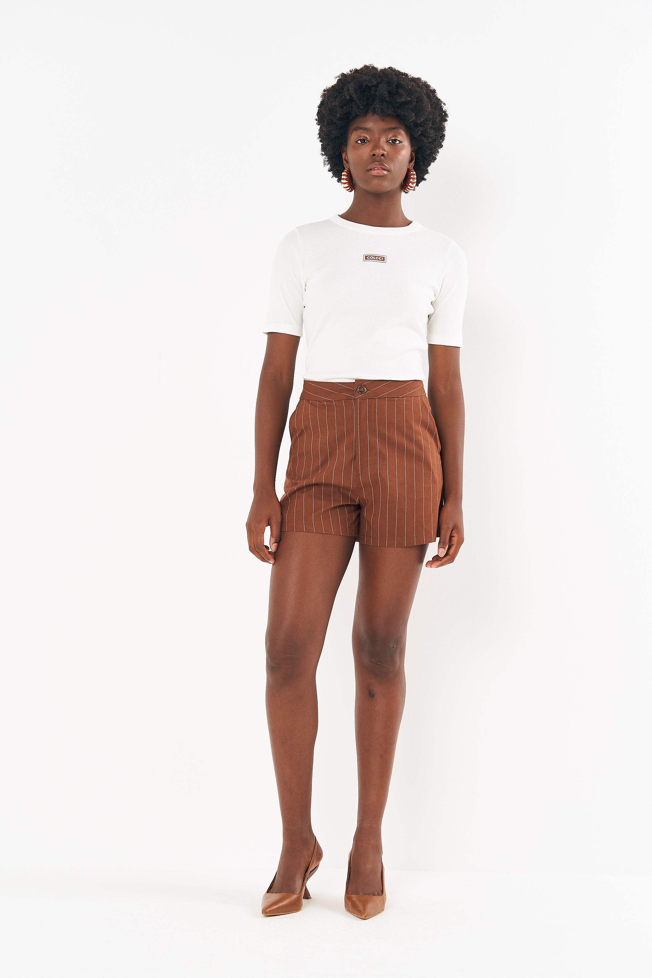 SHORT LISTRADO 36 LISTRADO MARROM