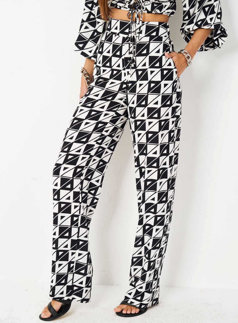 CALÇA ESTAMPADA 38 GEOMETR.BICOLOR