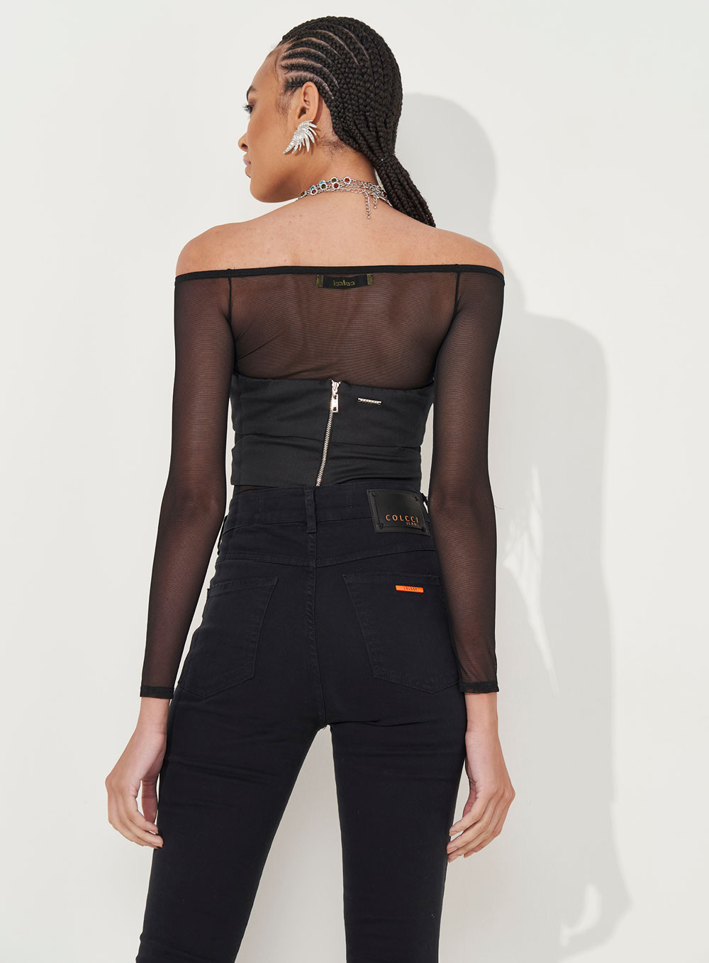 BLUSA TULE P PRETO/ ROSA
