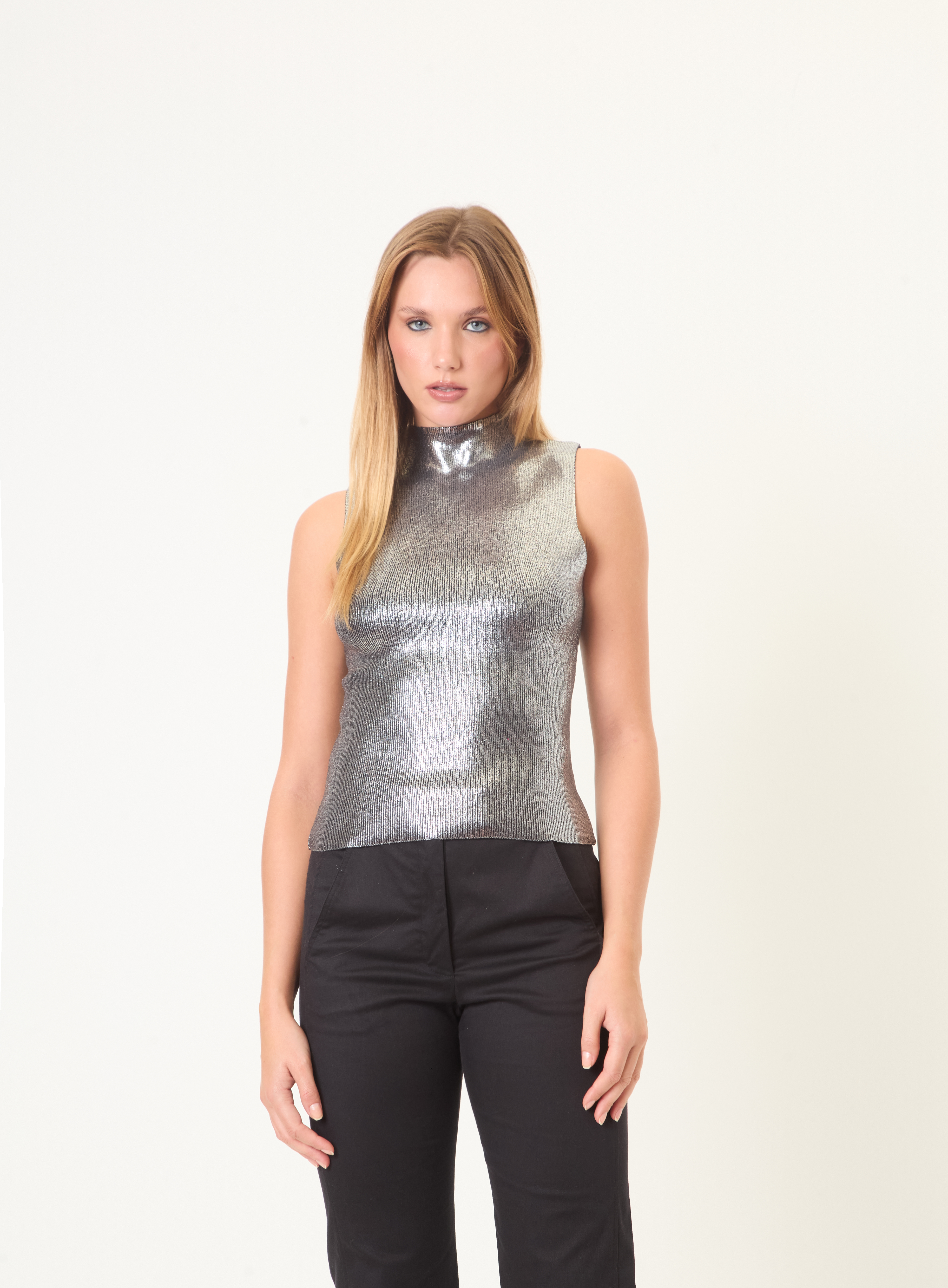 BLUSA TRICÔ METALIZADA M GRAFITE