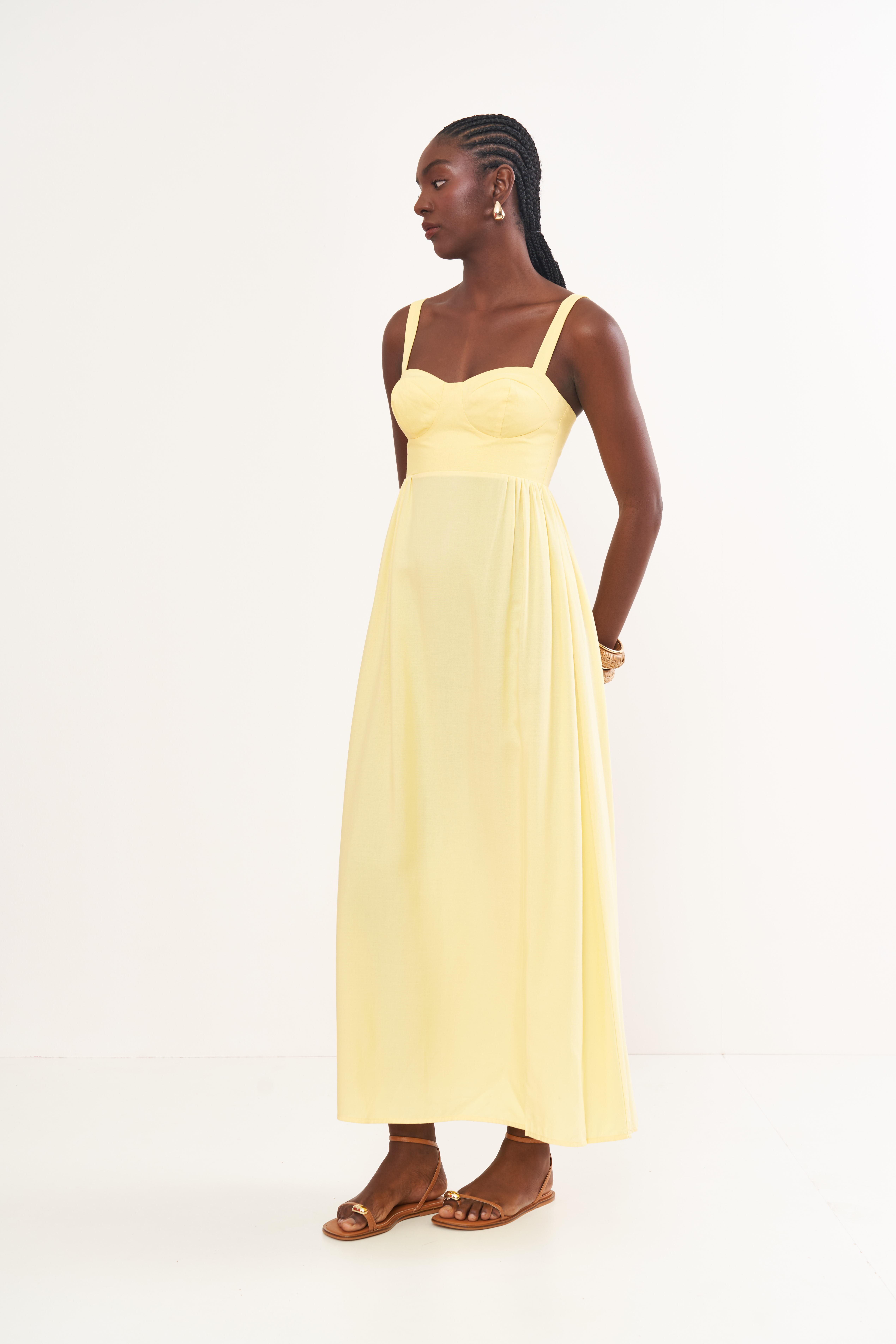 VESTIDO LINHO M AMARELO CORNISH