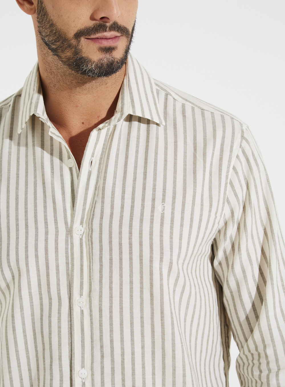 CAMISA LINHO LISTRADA RELAX GG LISTRADO OFF/VD