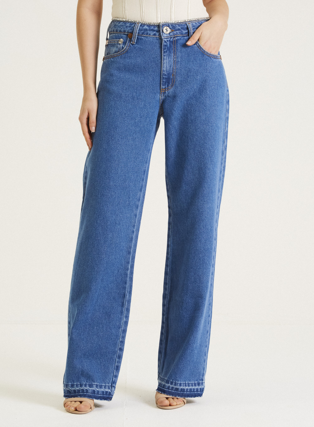 CALÇA JEANS RAQUEL WIDE LEG 44 INDIGO
