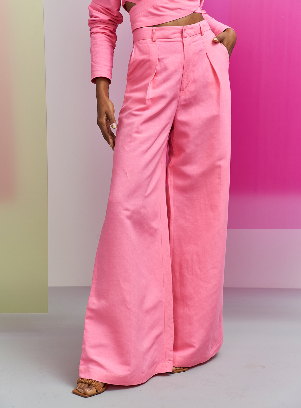 CALÇA LINHO 36 ROSA FESTEJO