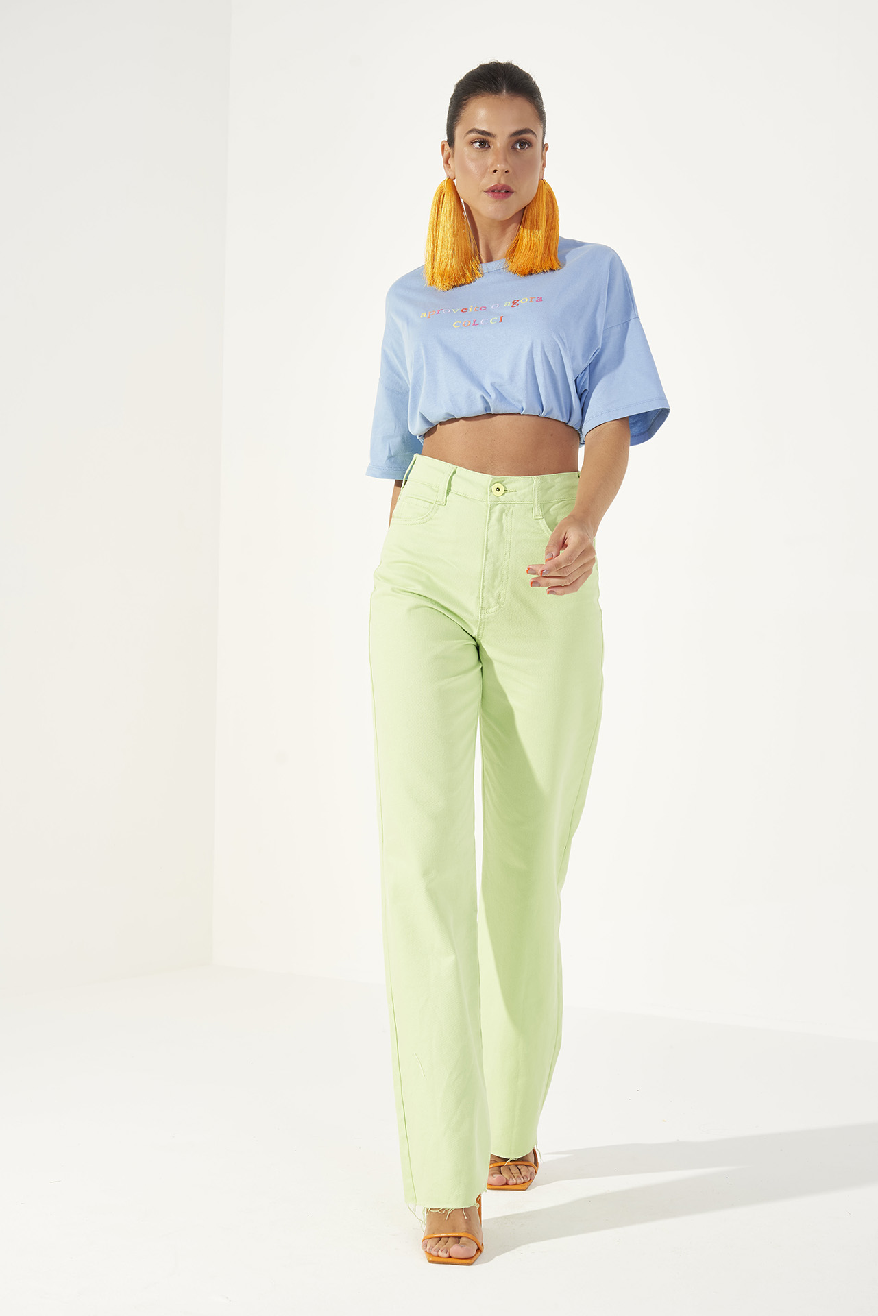 CALÇA SARJA JULIETTE 42 LARANJA ETELA