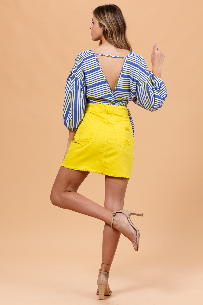 SAIA CURTA SARJA 38 AMARELO BRIGHT