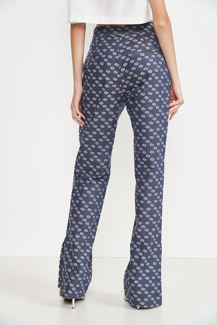CALÇA JACQUARD 36 AZUL/BEGE