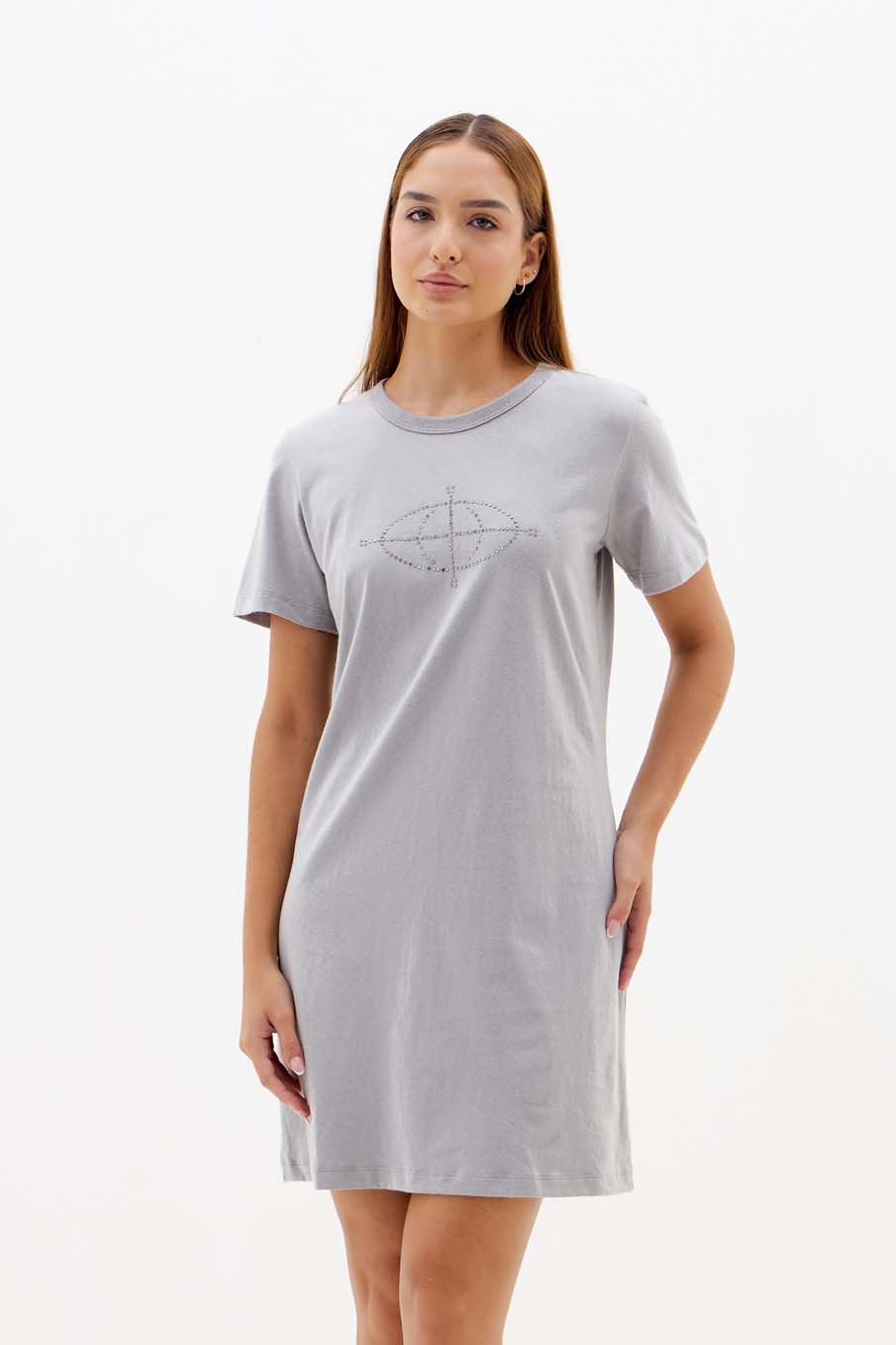 VESTIDO COM APLICAÇÃO P CINZA PEWTER