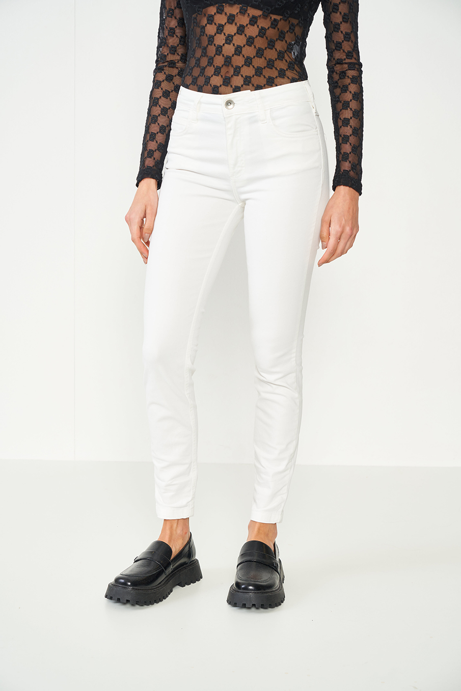 CALÇA SARJA BIA 34 CINZA ALITA