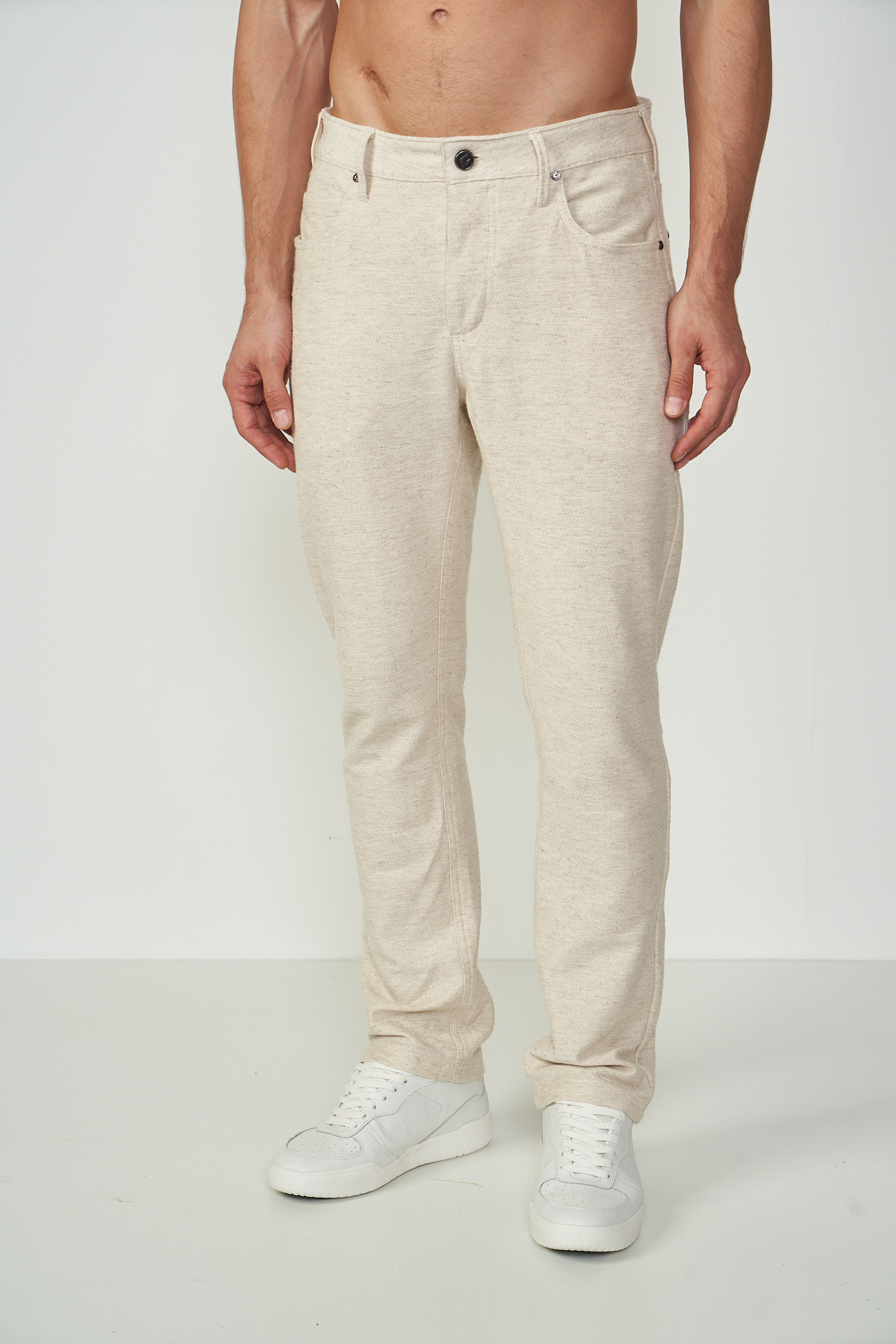 CALÇA LINHO 40 BEGE MESCLADO