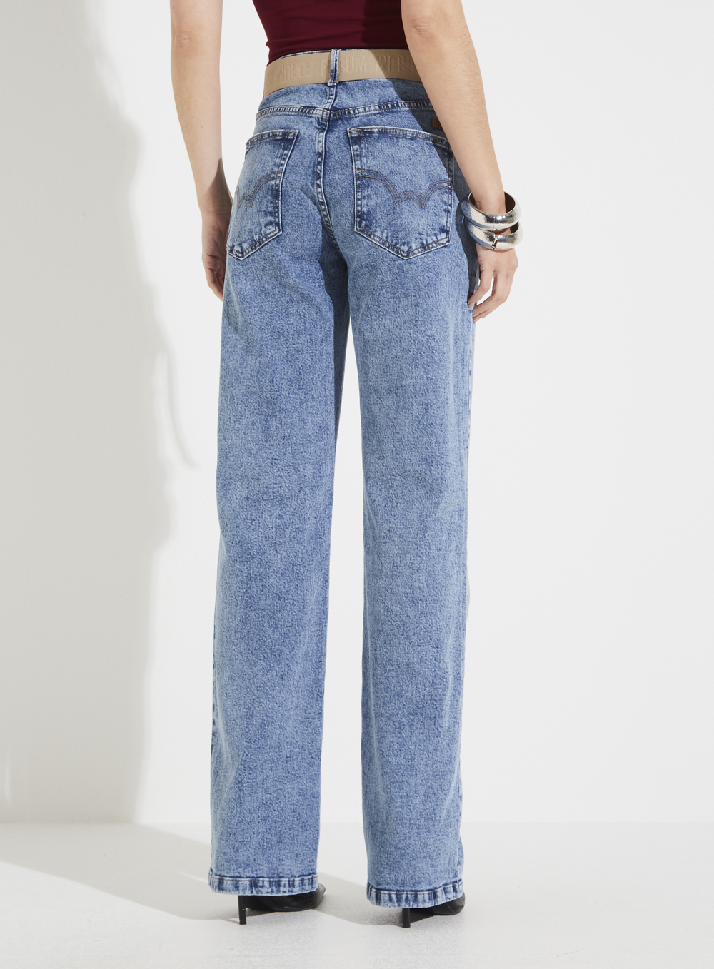 CALÇA JEANS RAQUEL WIDE LEG COM CINTO 42 INDIGO
