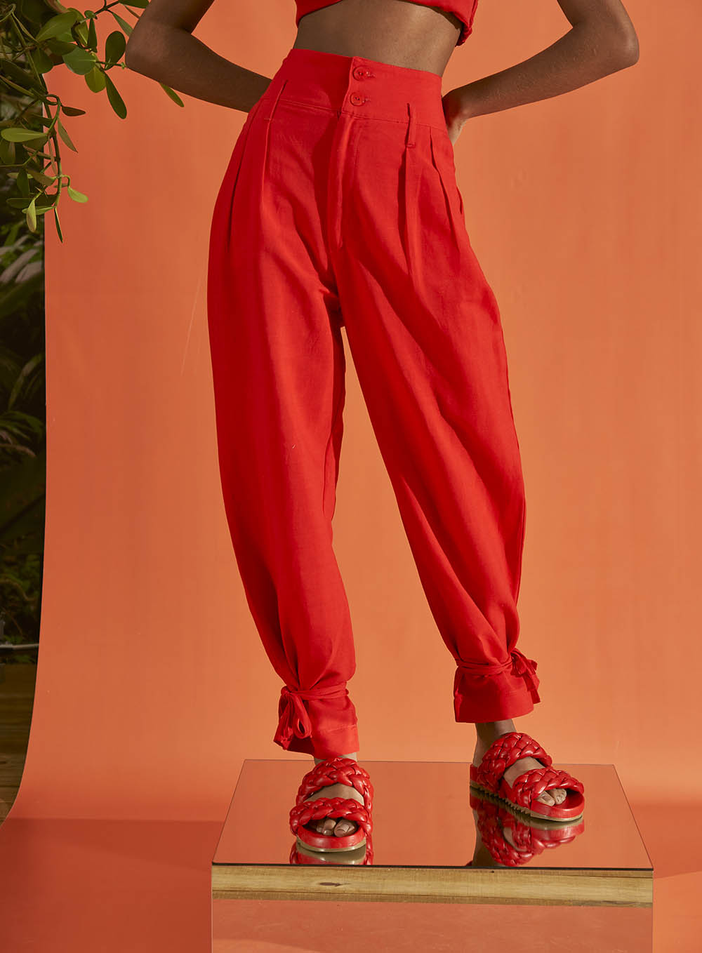 CALÇA LINHO 34 VERMELHO IFE