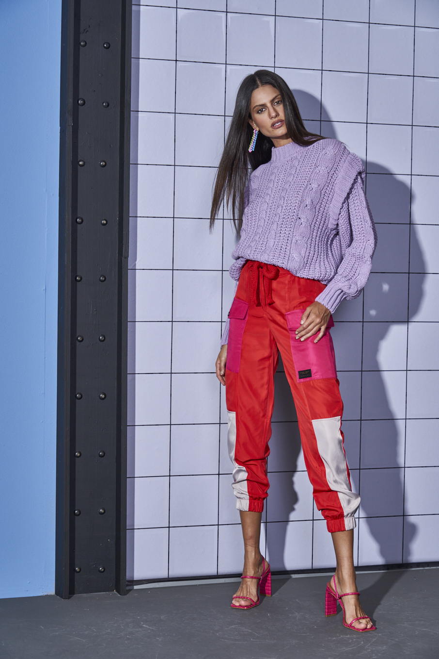 CALÇA COLCCI 36 VER/ROSA/BRANCO