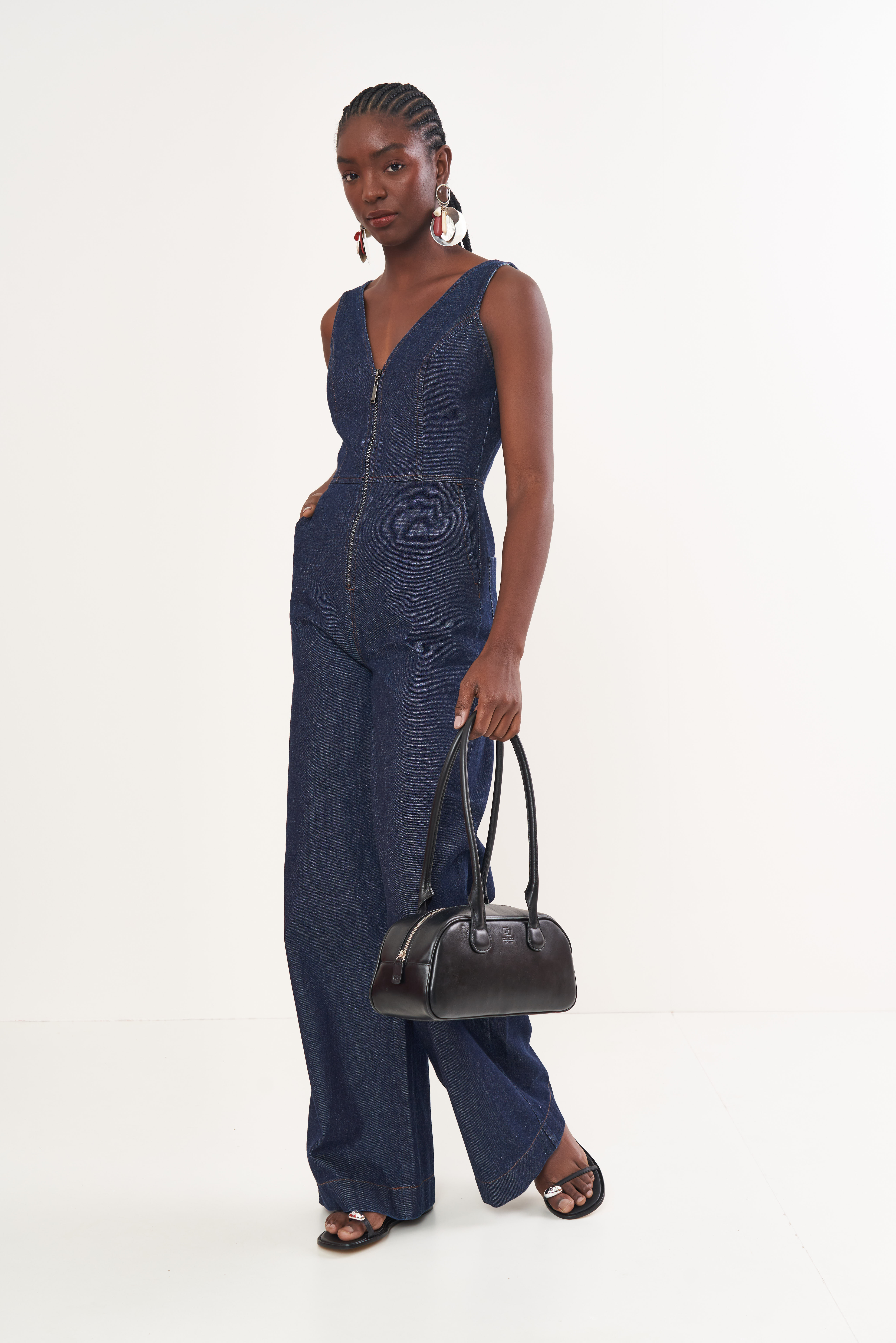 MACACÃO JEANS 38 INDIGO