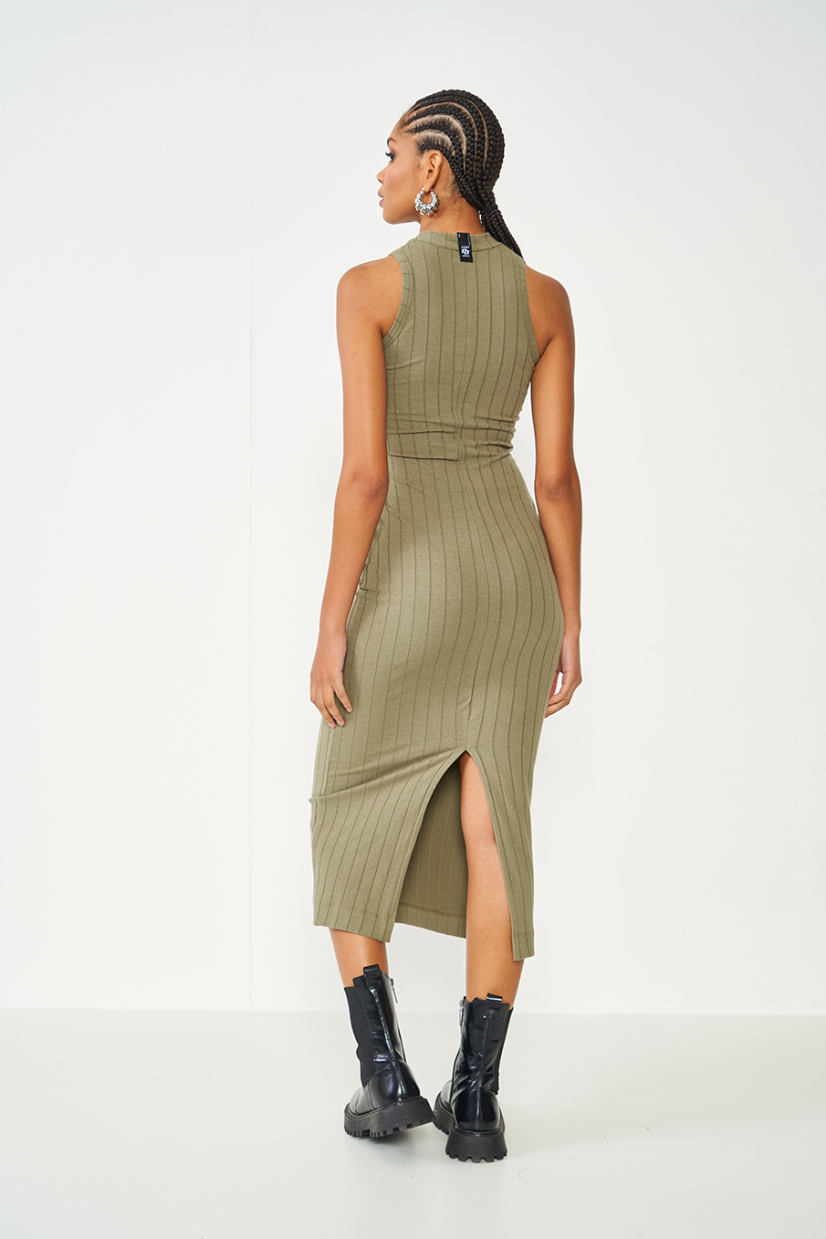 VESTIDO CANELADO G PRETO
