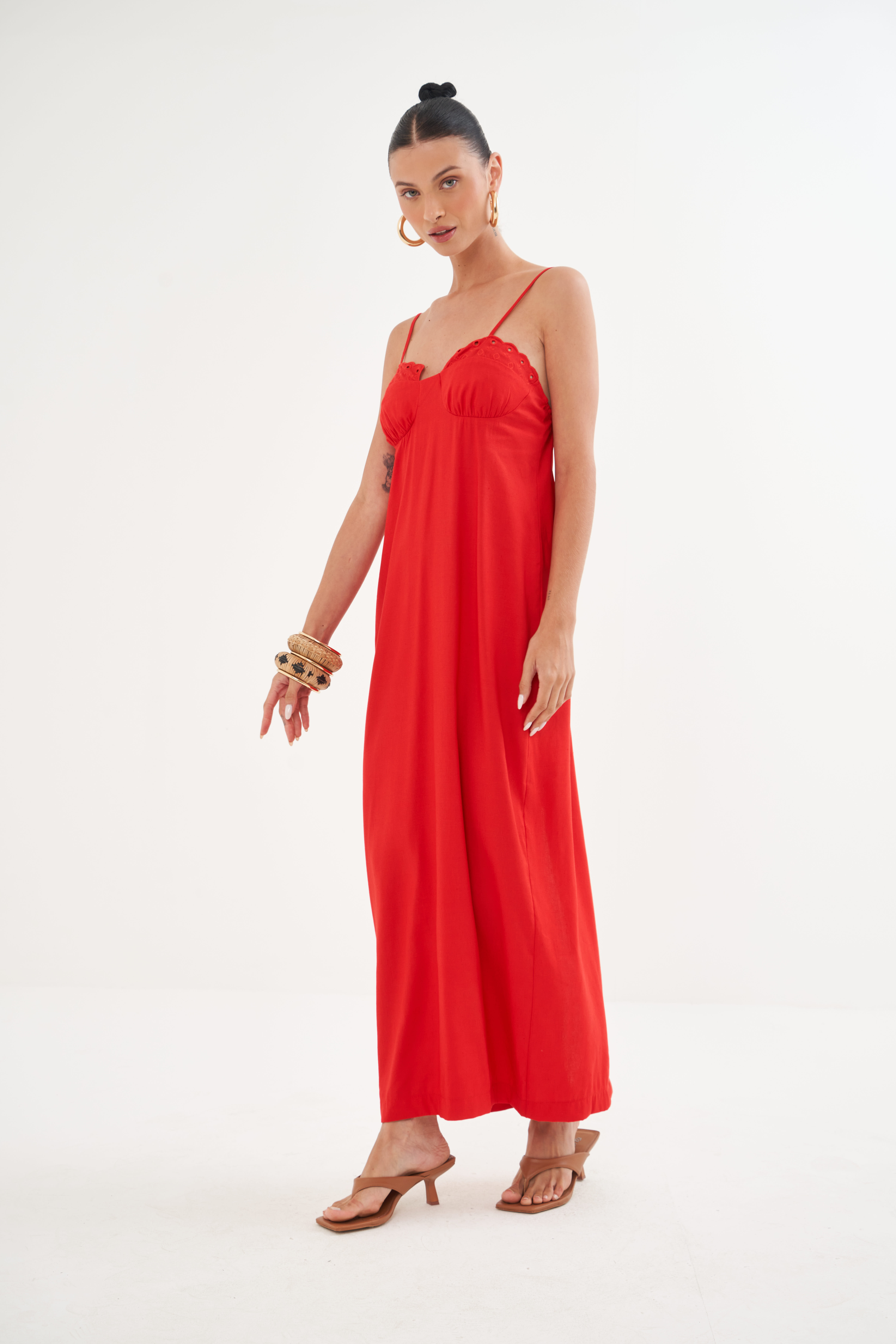 VESTIDO LINHO G VERMELHO IFE