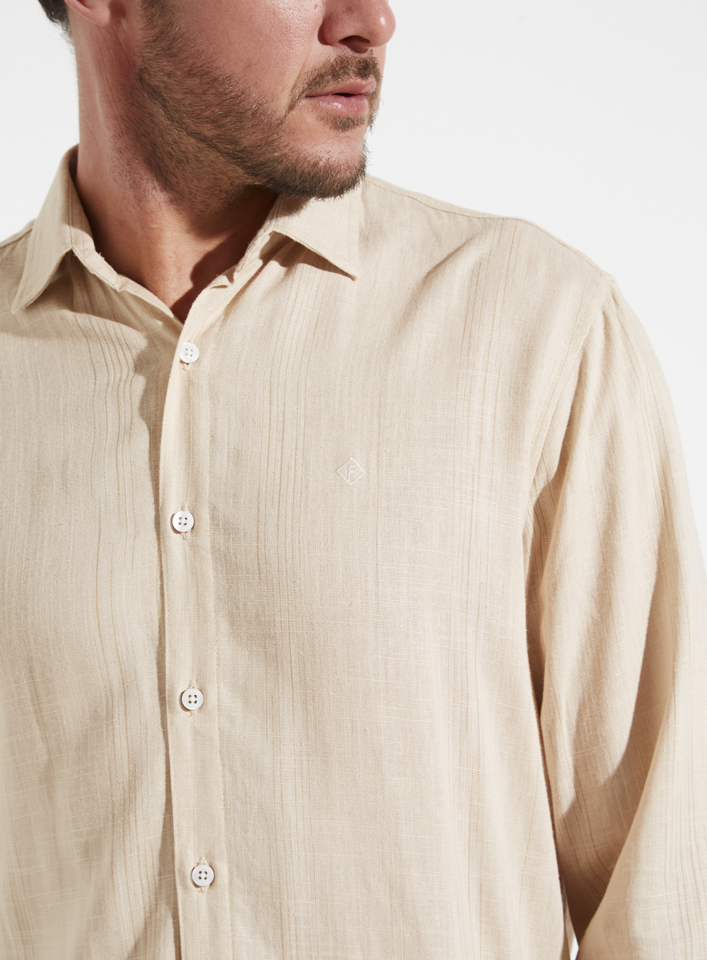 CAMISA LINHO RELAX M BEGE/OFF