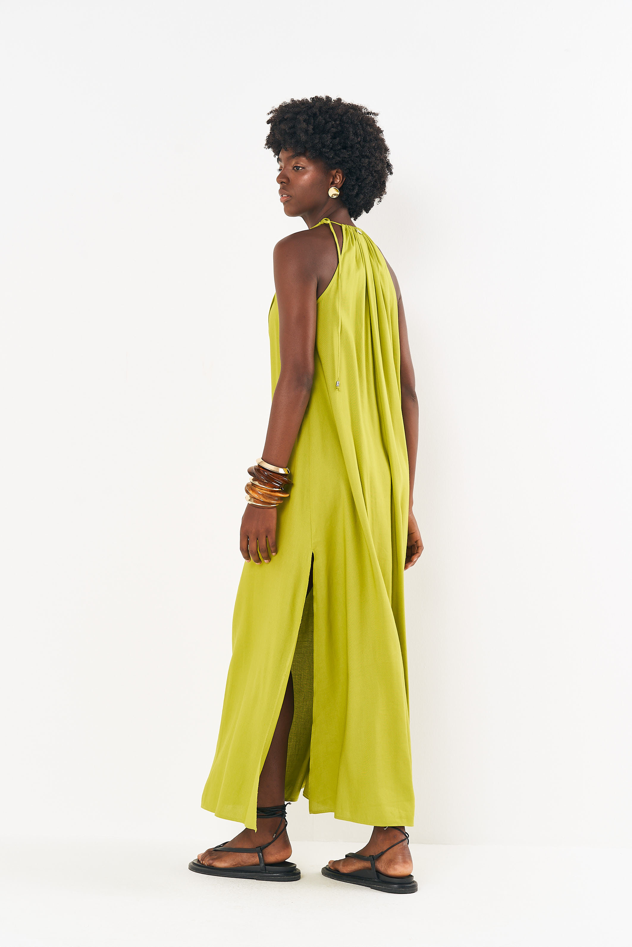 VESTIDO LINHO P MARROM EBBELA
