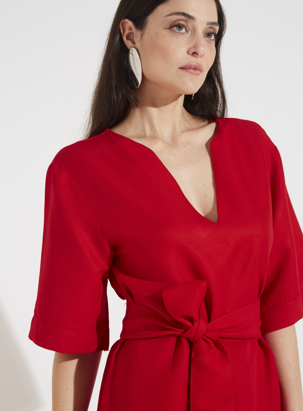 VESTIDO LINHO G MARROM NOBUCK