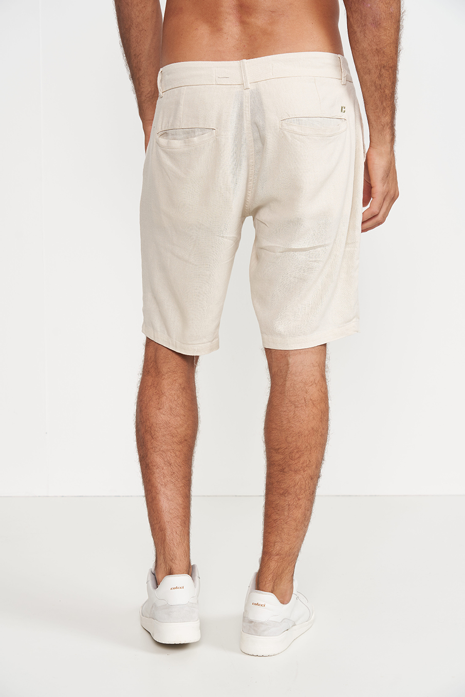 BERMUDA LINHO 38 BEGE TAUPE